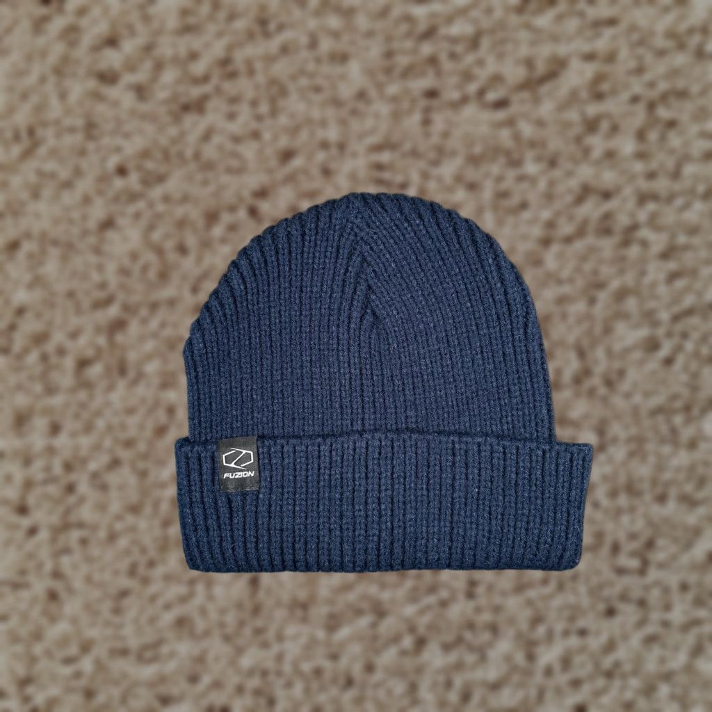 Port Authority Port Authority Beanie Mens One Size Blue Knit Stretch Fuzion Logo - Casual Winter Hat Size ONE SIZE - 1 Thumbnail