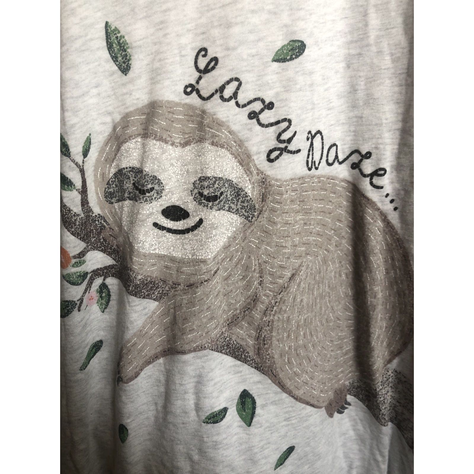 Vintage Secret Treasures Women's Pajamas Gown L Night Top Gray Cotton Blend Crew Neck Short Sleeve Lounge Size L / US 10 / IT 46 - 2 Thumbnail