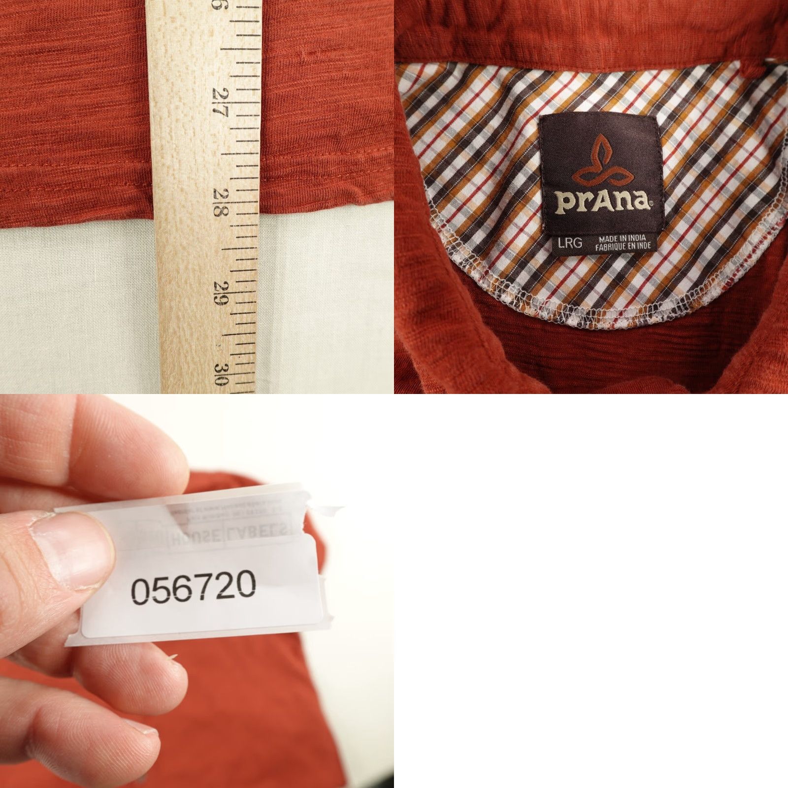Prana VINTAGE PrAna Shirt Mens Large Orange Button Up Organic Cotton Camp Trail Hiking Outdoor Size US L / EU 52-54 / 3 - 8 Thumbnail