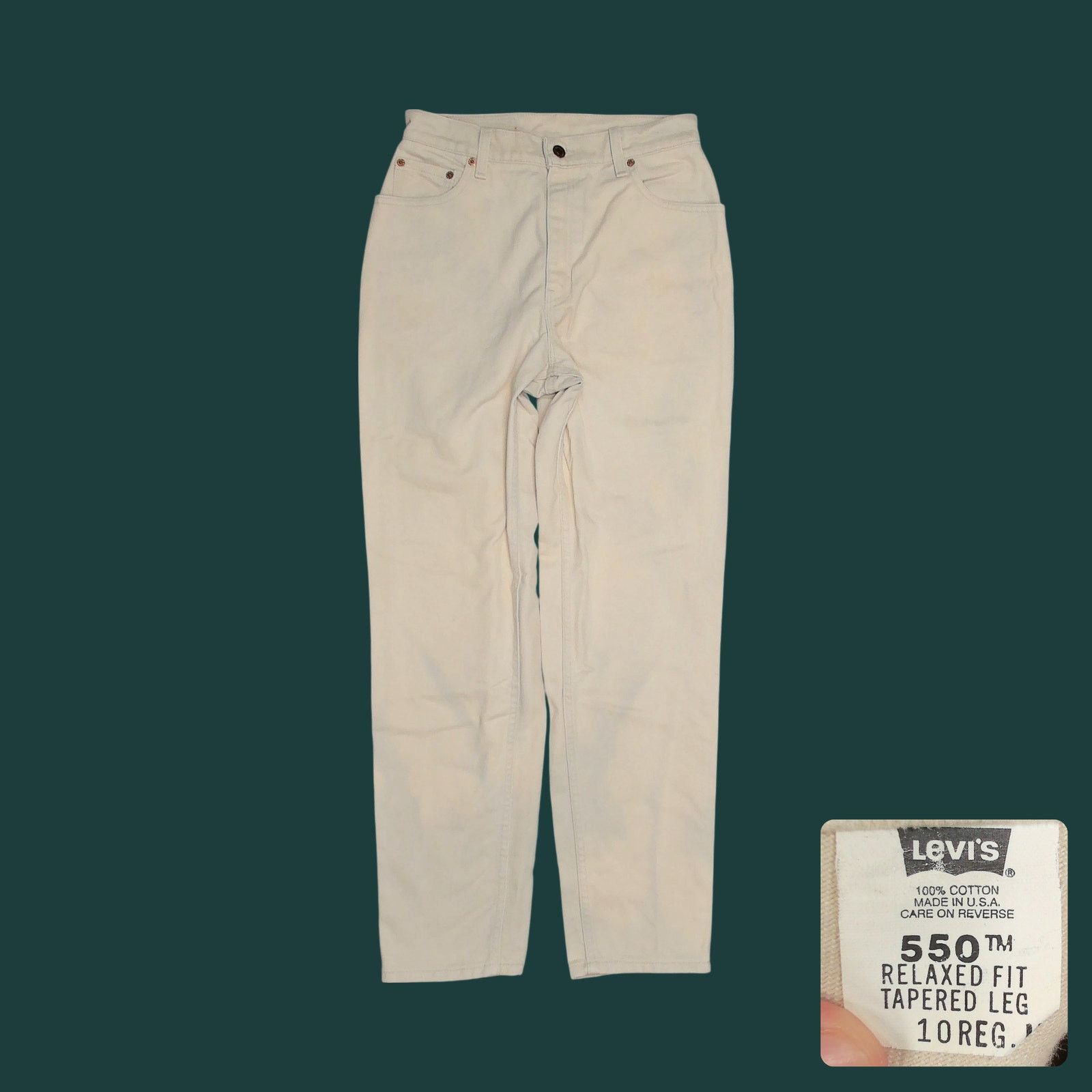 Vintage Vintage 1998 USA Made Levi's 550 Beige Denim Size 29 Size 30" / US 8 / IT 44 - 1 Thumbnail
