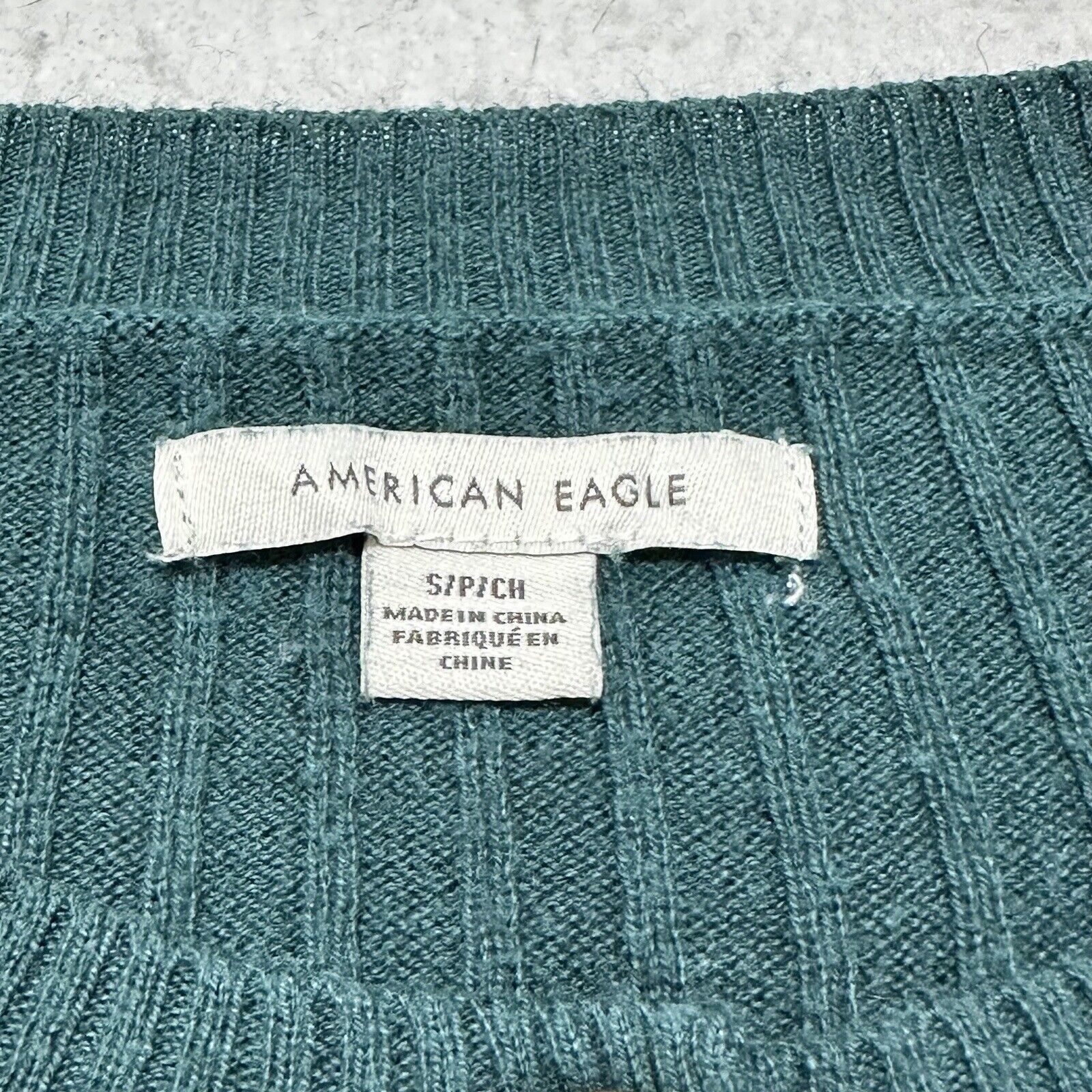 American Eagle Outfitters American Eagle Small Crop Henley Sweater Green Pink Stripe Size S / US 4 / IT 40 - 3 Thumbnail