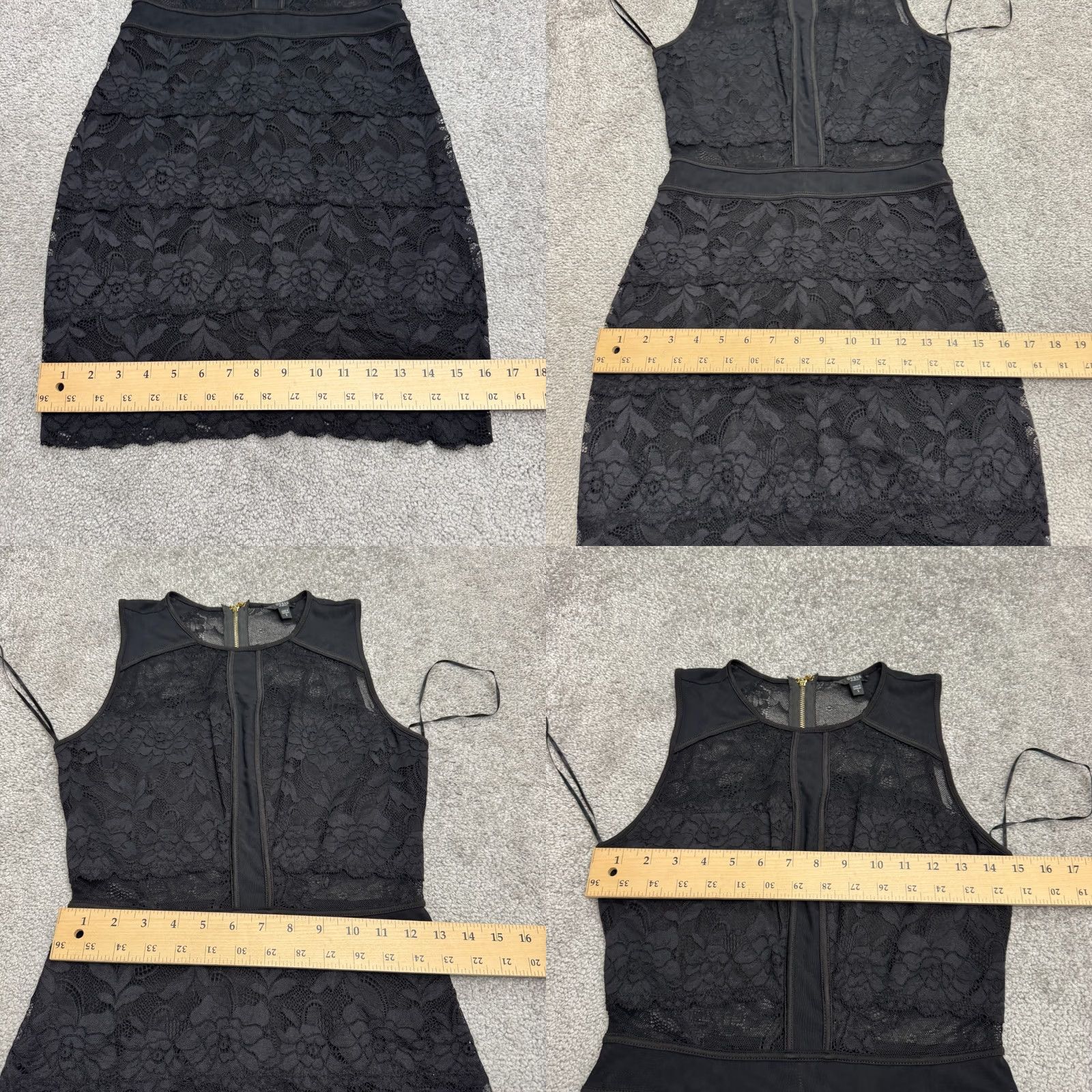 Guess GUESS Black Lace Tiered Bodycon Mini Dress Womens S Sleeveless Party Sheer Nylon Spandex Size S / US 4 / IT 40 - 9 Thumbnail