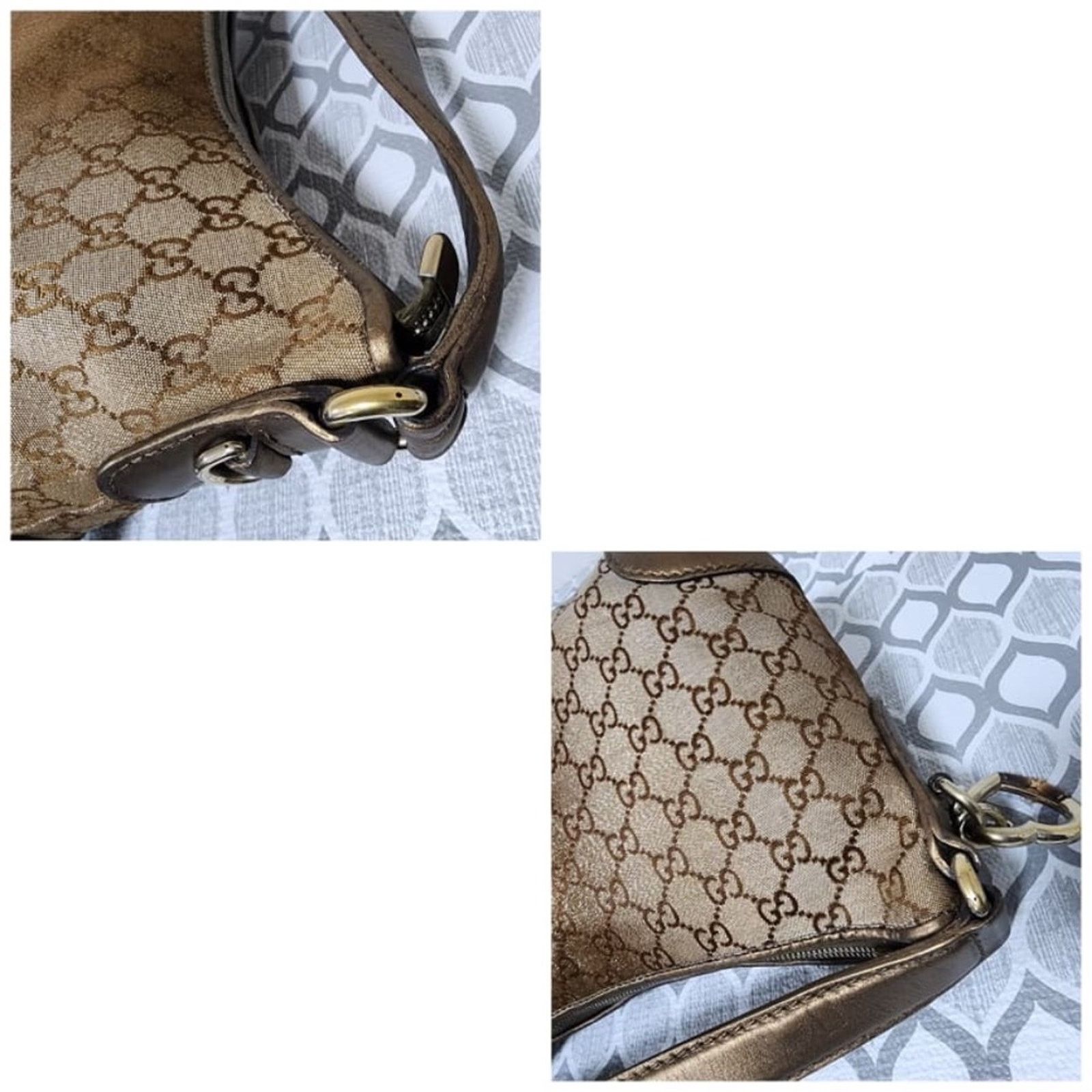 Gucci Authentic Gucci GG Canvas Heart Bit Hobo Bag Brown Size ONE SIZE - 8 Thumbnail