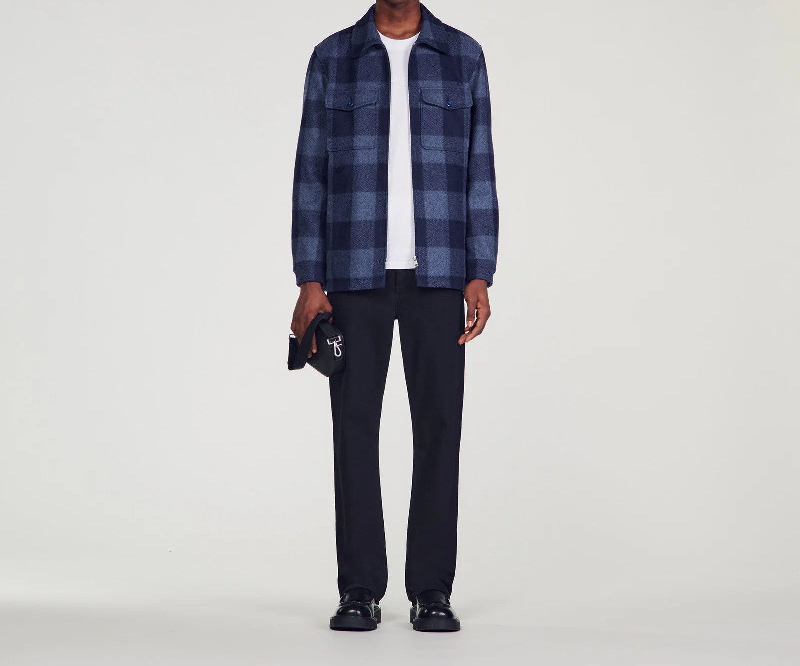 Sandro SANDRO Paris blue checkered light padded wool jacket Medium Size US M / EU 48-50 / 2 - 2 Thumbnail
