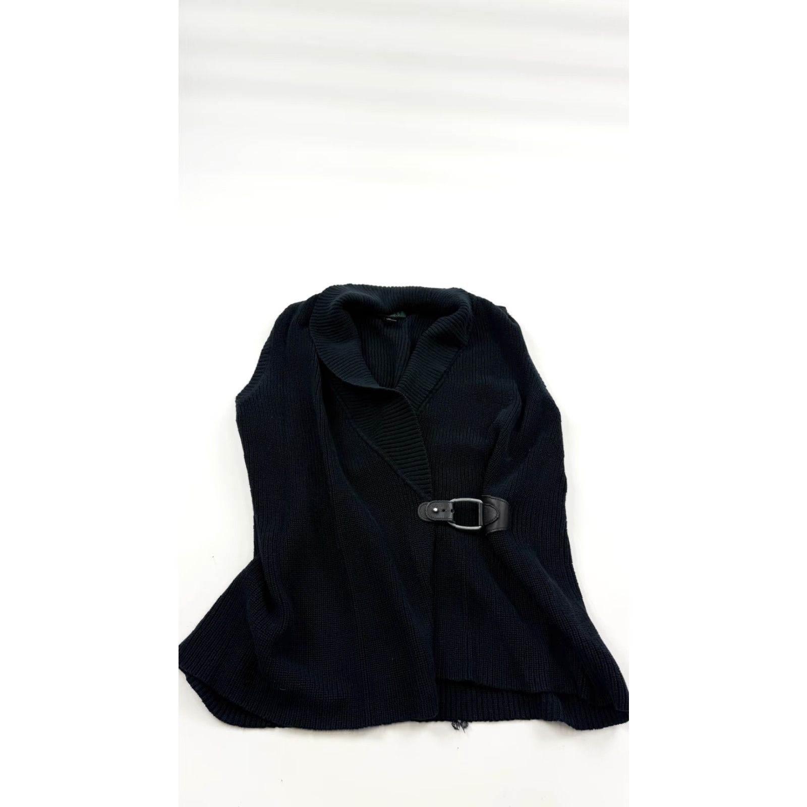 Talbots Ann Taylor Sleeveless Vest Womens Small Black Knit Belted Shawl Collar Sweater Open Front Size S / US 4 / IT 40 - 2 Thumbnail