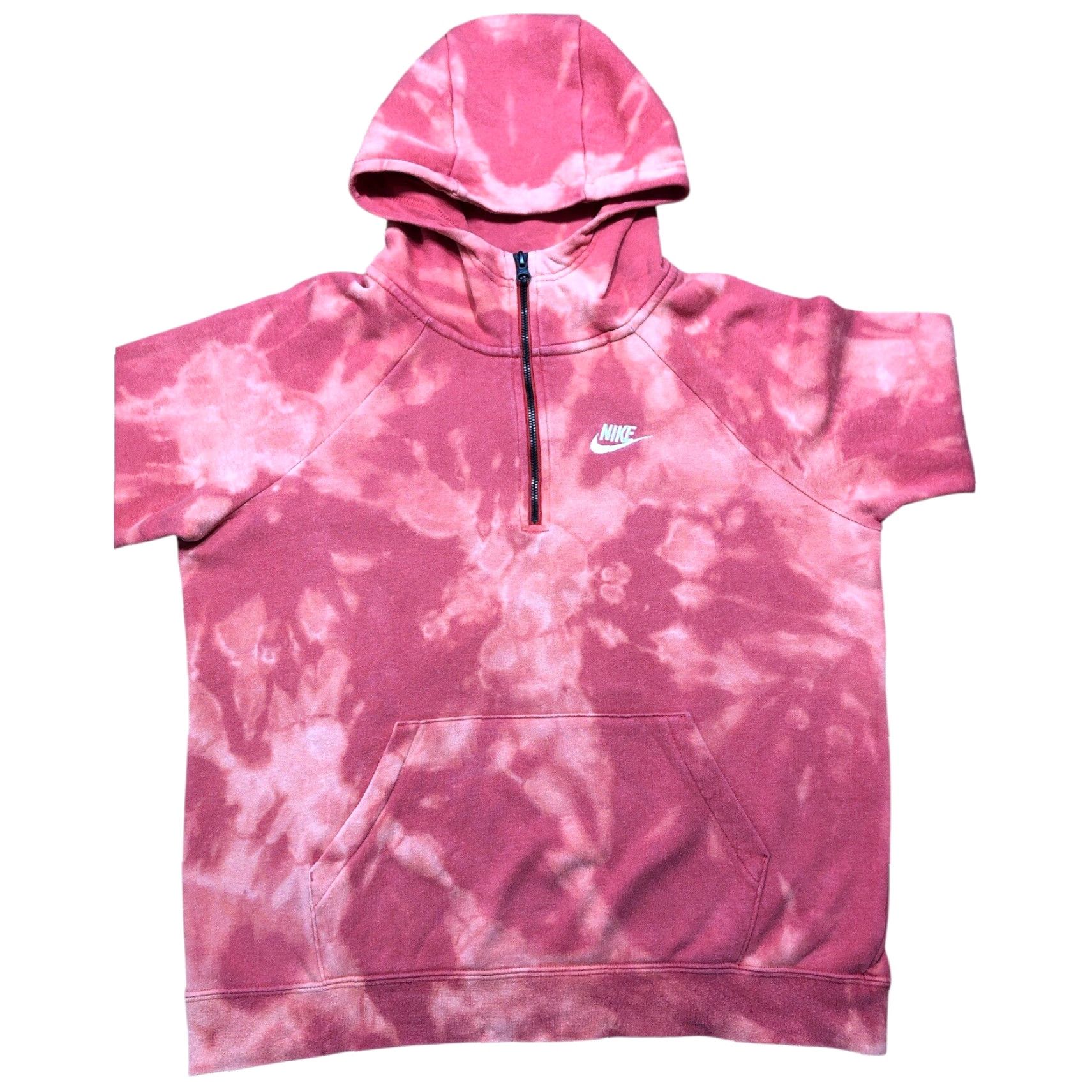 Nike Nike Hoodie Womens 1/4 Zip Red Tie Dye Cotton Blend Fleece M Regular Pockets Hooded Zip Sweatshirt 1 Of 1 Size M / US 6-8 / IT 42-44 - 3 Thumbnail