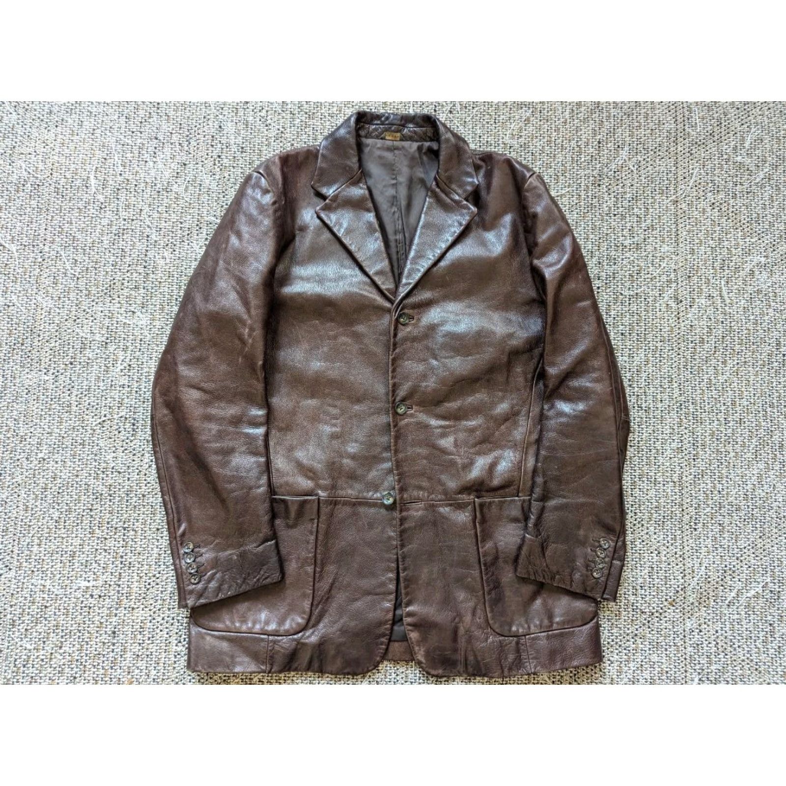 Banana Republic VINTAGE Banana Republic leather COWHIDE blazer coat L brown PATINA jacket 42L Size 42R - 7 Thumbnail