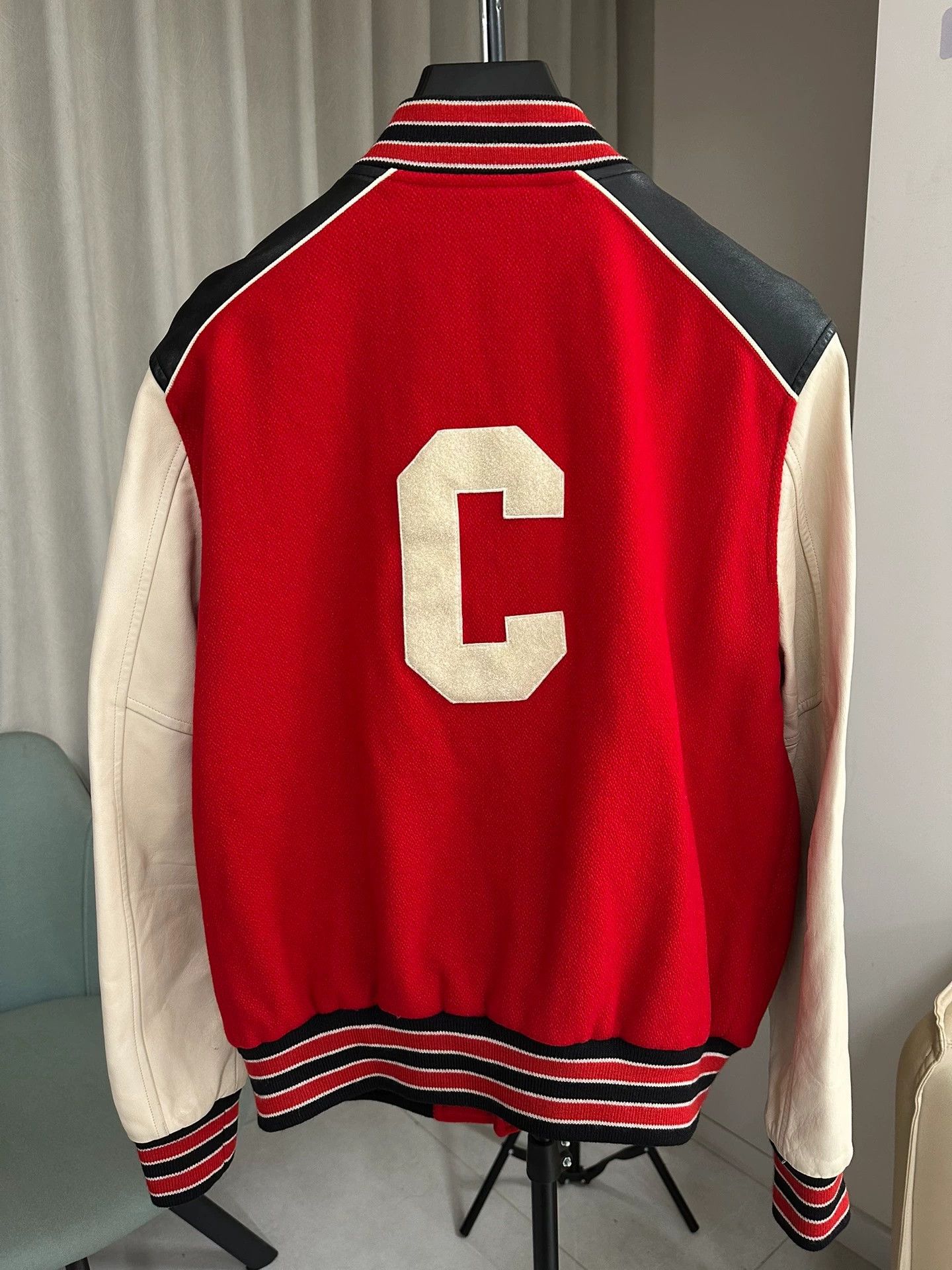Celine Celine Wool Lambskin Red Leather C Embroidered Baseball Jkt Size US M / EU 48-50 / 2 - 4 Thumbnail