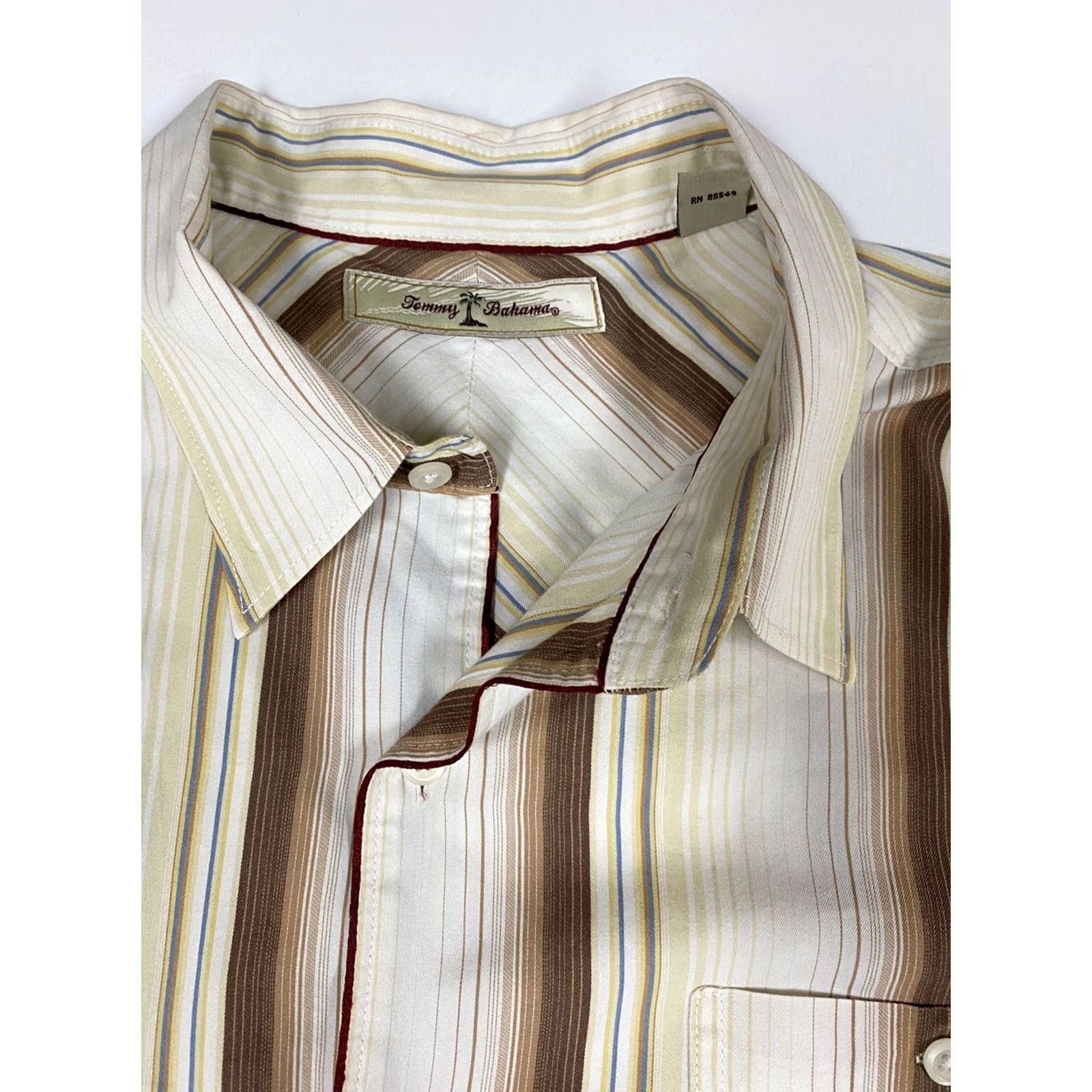 Tommy Bahama Tommy Bahama Shirt Mens XL Striped Button-Down Collared Long Sleeve Hawaiian Cotton Knit Breathable Multicolor Easy Care Size US XL / EU 56 / 4 - 4 Thumbnail