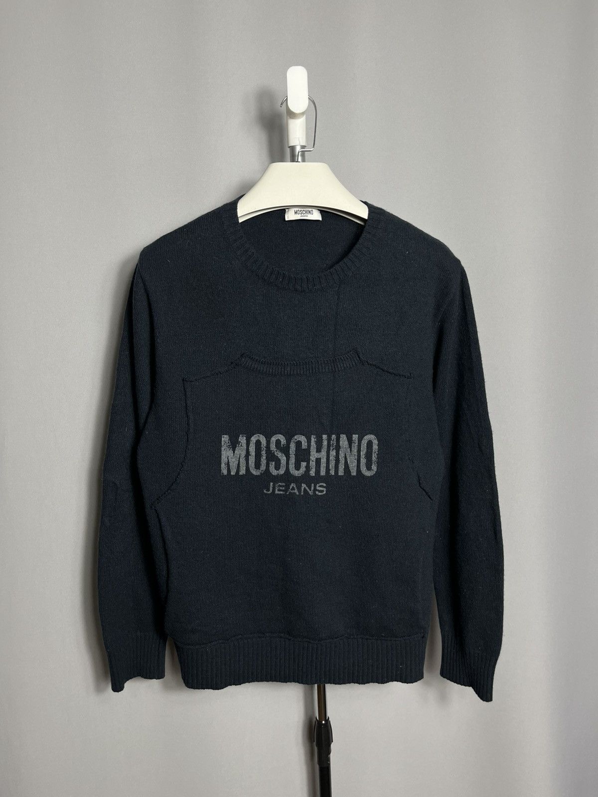 Moschino moschino sweater wool vintage mens navy 90s knit Size US L / EU 52-54 / 3 - 1 Thumbnail