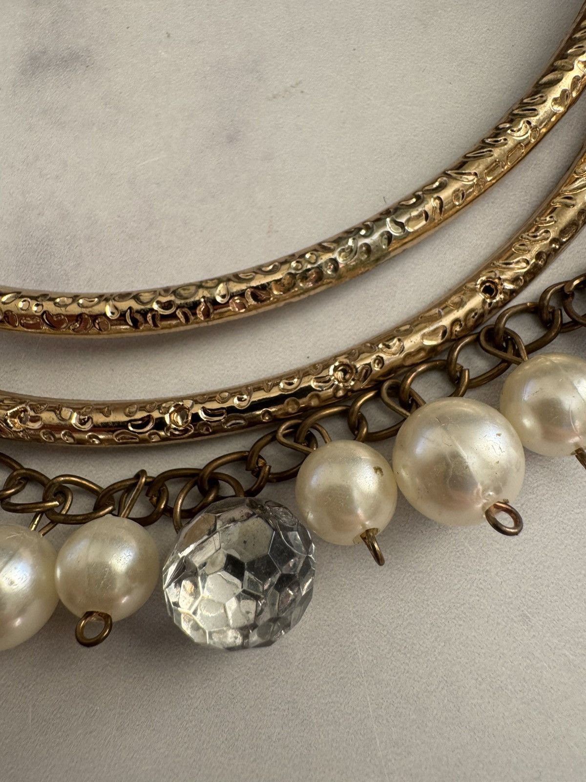 Vintage Y2K bib bar pearl necklace metal glam Size ONE SIZE - 3 Thumbnail