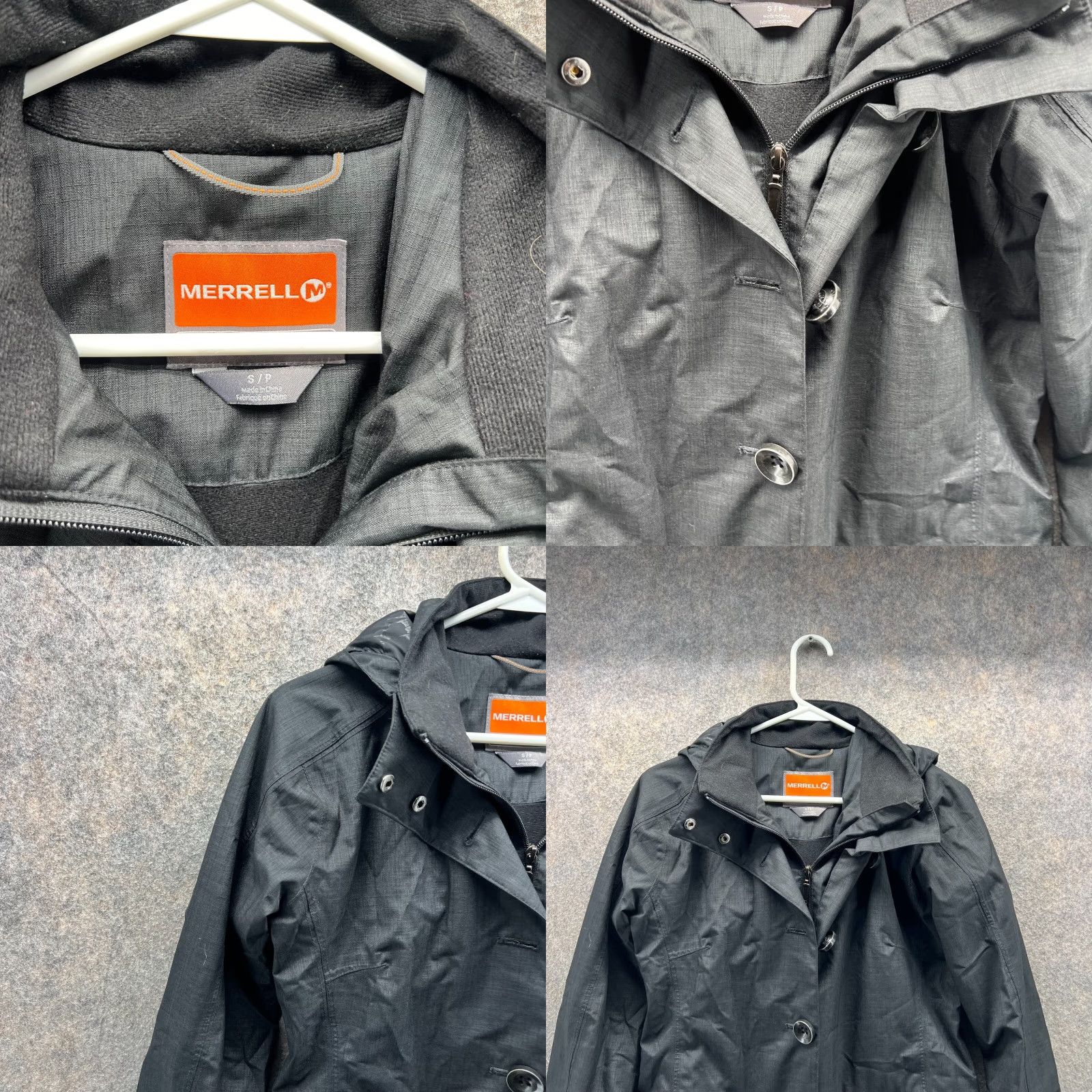 Merrell VINTAGE Merrell Trench Coat Jacket Womens Small Black Hooded Button Down Belt Opti Shell Fall Winter Size S / US 4 / IT 40 - 8 Thumbnail