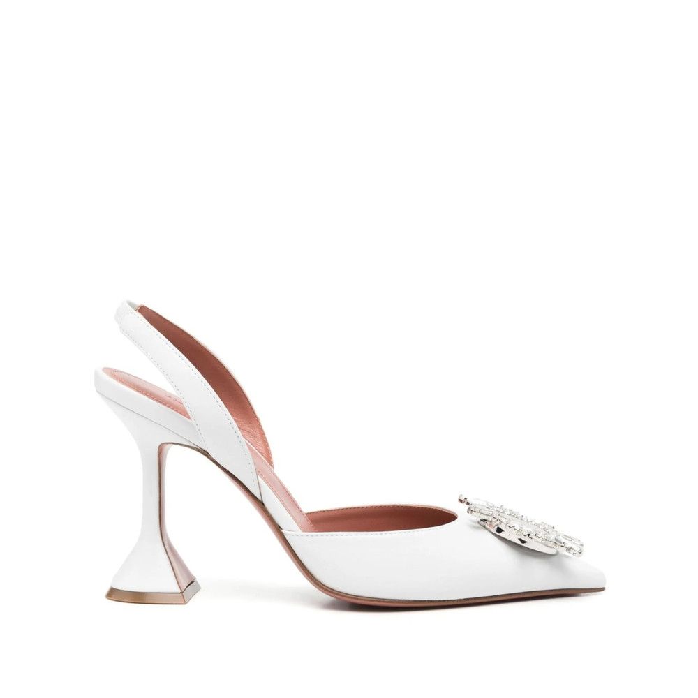 Amina Muaddi White Pumps Shoes, Women's (Size 6)