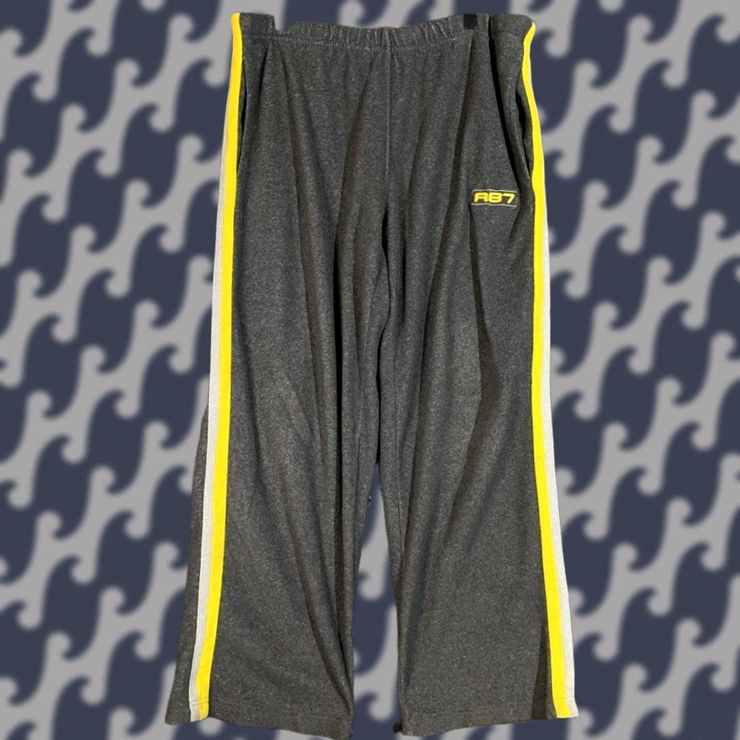 Aeropostale VINTAGE Aeropostale Sweatpants Striped Dark Gray Yellow White Men L Pants Regular Mens Size L Size US 33 - 1 Thumbnail