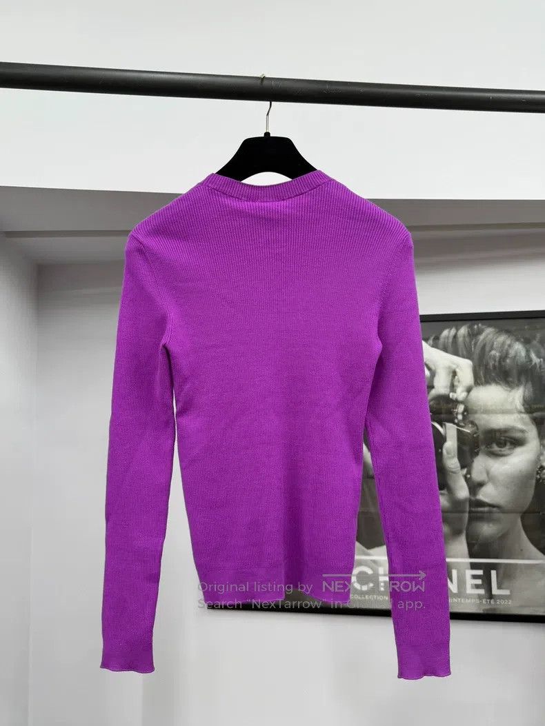 Chanel Chanel Purple wool knitted long sleeves Size XS / US 0-2 / IT 36-38 - 3 Thumbnail