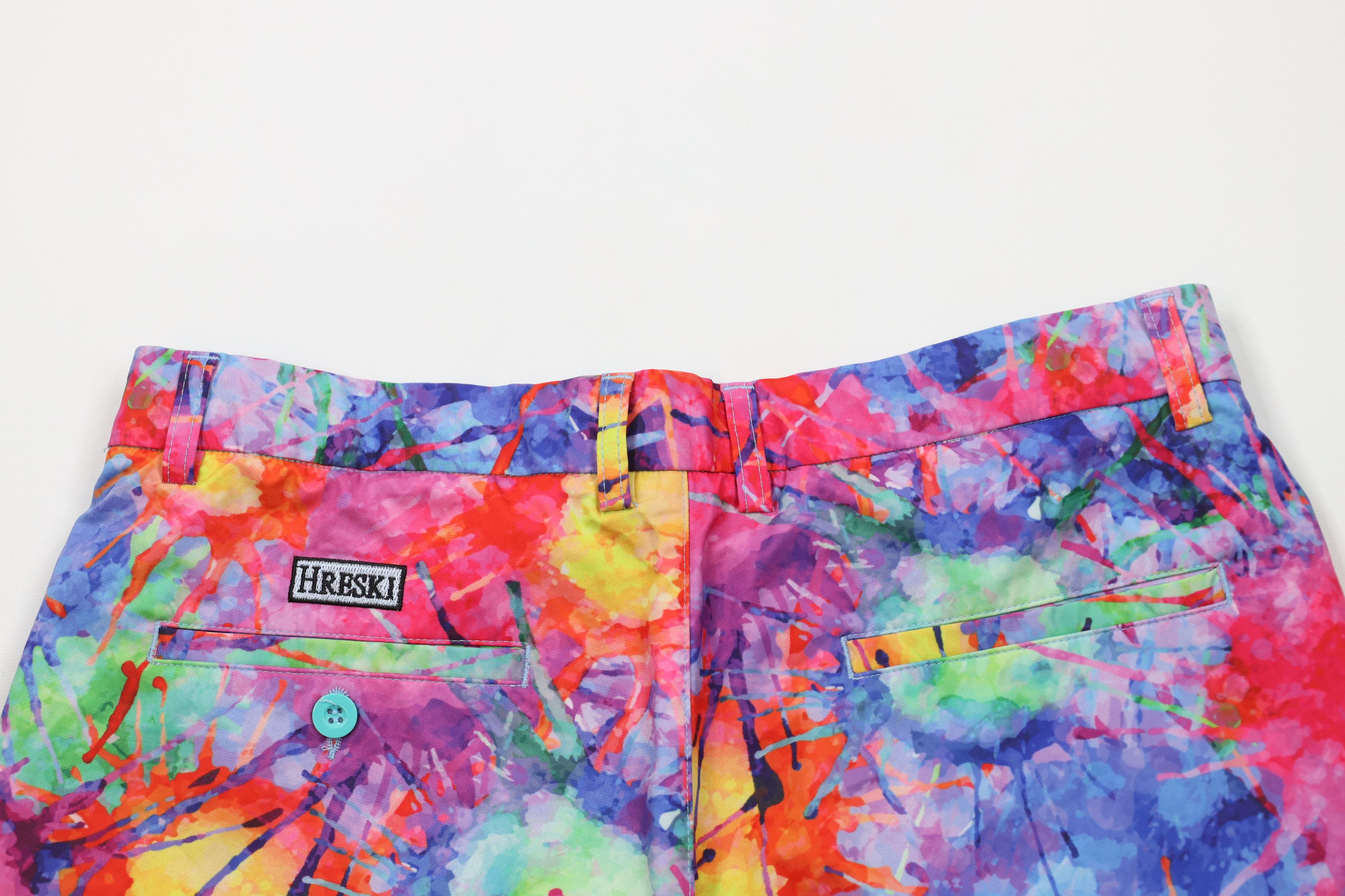 Vintage Hreski Golf Rainbow Paint Splatter Golfing Chino Shorts Size US 34 / EU 50 - 10 Thumbnail