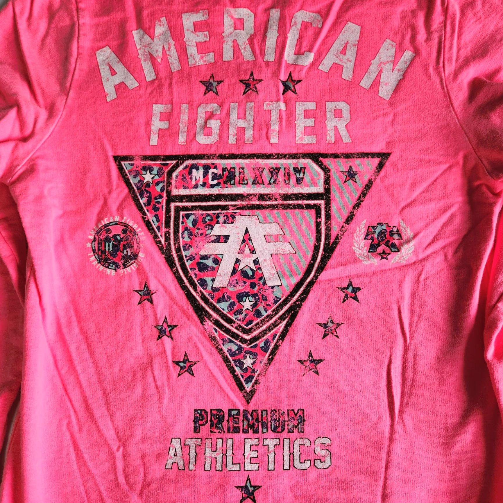 Vintage American Fighter Women's Pink XS Graphic Print Sweatshirt By Affliction Wingate Size XS / US 0-2 / IT 36-38 - 4 Thumbnail