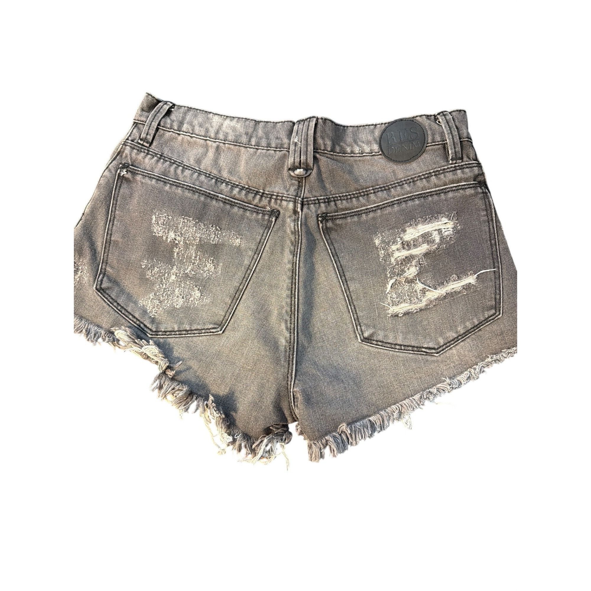 Other Res Denim Distressed High Rise Denim Bootie Shorts Raw Hem H Size 42" / US 20 - 3 Thumbnail