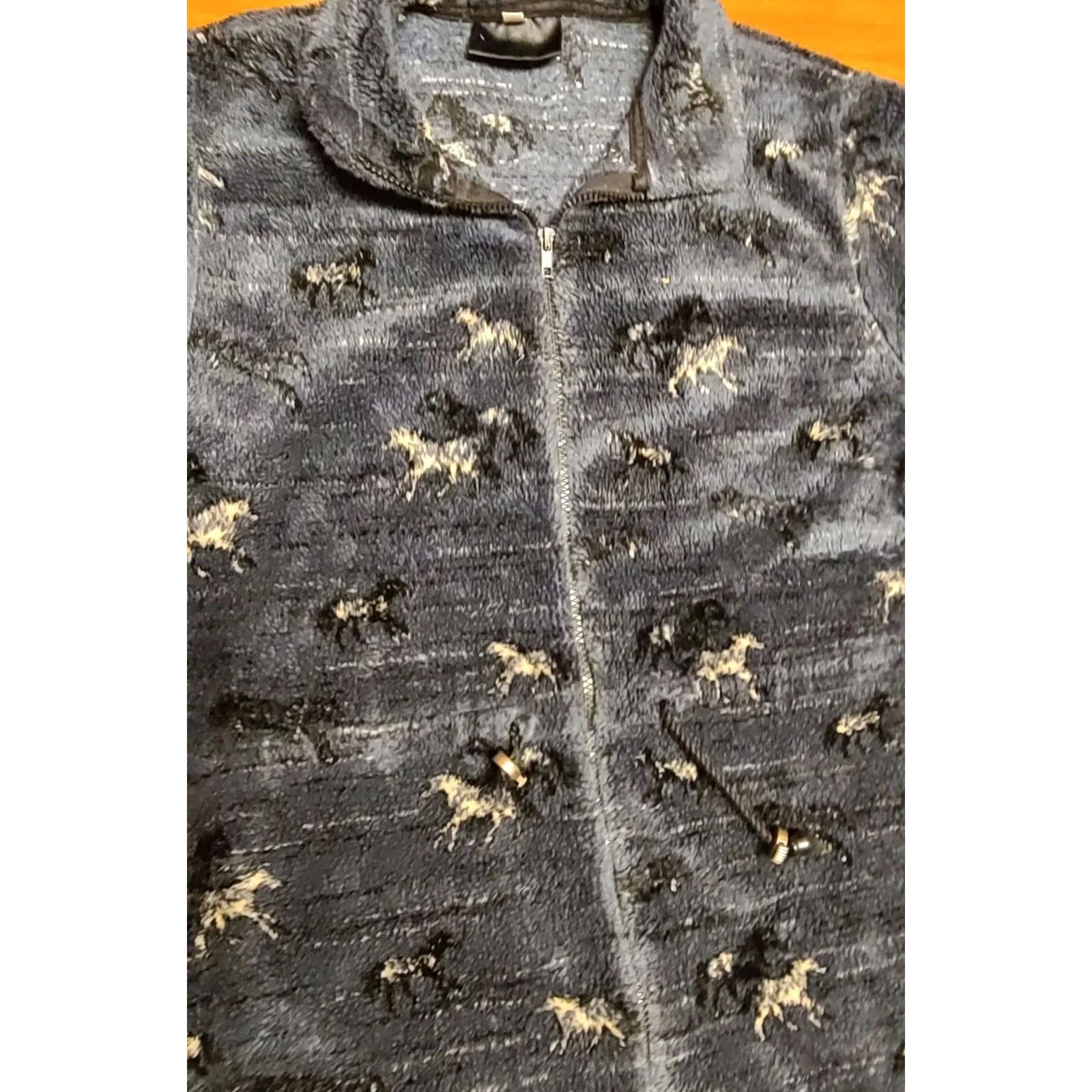 Black Diamond VINTAGE Black Diamond Jacket Women's M Medium Sherpa Fleece Horse AOP Full Zip Black Diamond Jacket Size M / US 6-8 / IT 42-44 - 3 Thumbnail
