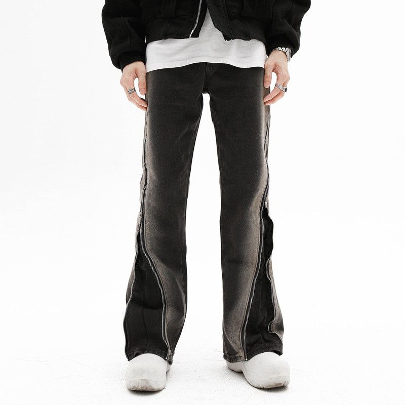 Japanese Brand × Jean Retro zipper straight leg high street jeans Size US 32 / EU 48 - 1 Thumbnail