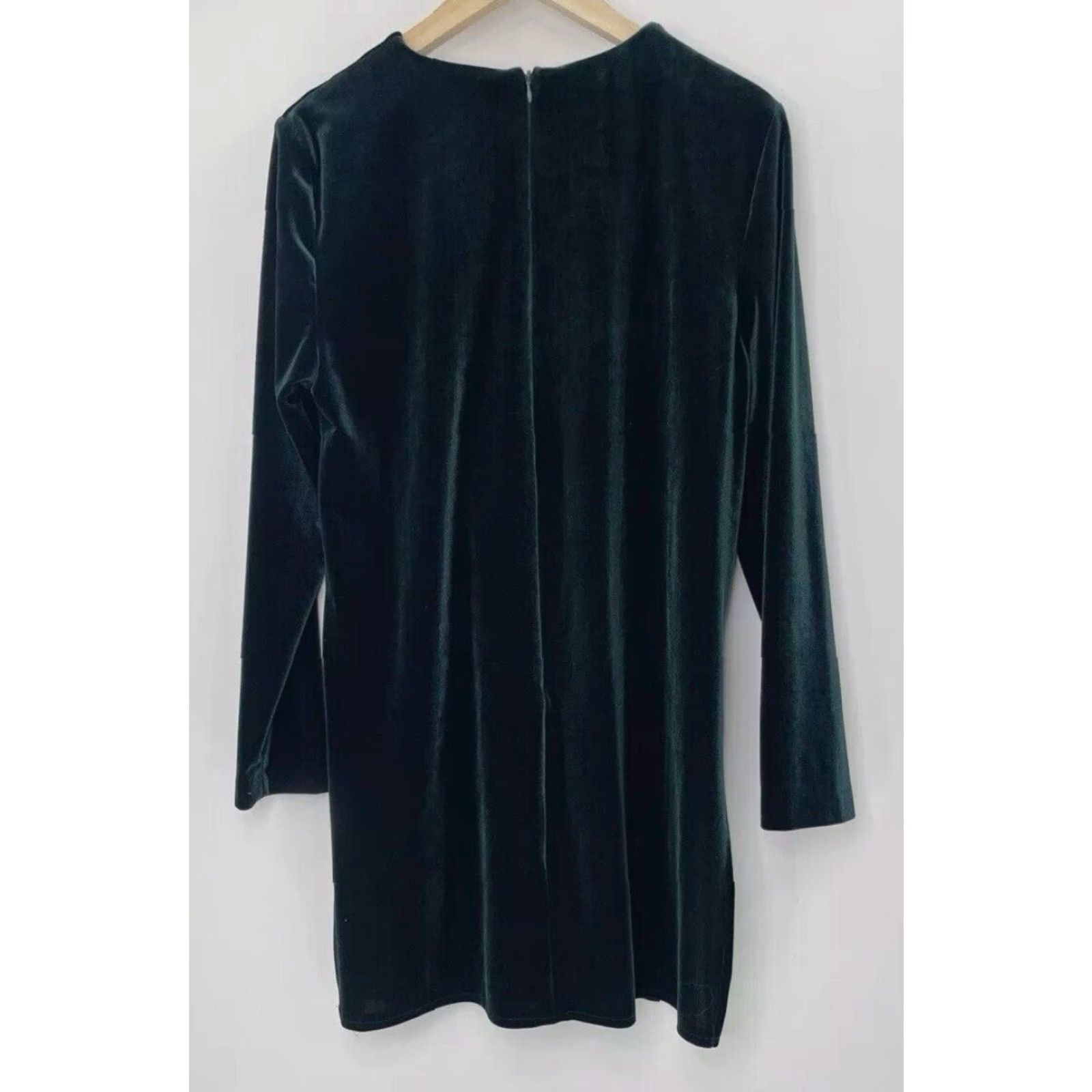 Velvet VINTAGE J.B.S. LTD Dark Green Velvet Button Tunic Top Size 12 Womens Blouse Dressy 80s Holiday Party Formal Workwear Long Sleeve Velvet Spandex Rayon Size XL / US 12-14 / IT 48-50 - 2 Thumbnail