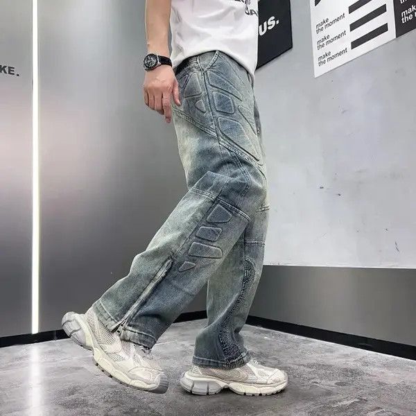 VIBE Streetwear Design Straight Pattern Zipper Jeans Pants Size US 32 / EU 48 - 4 Thumbnail