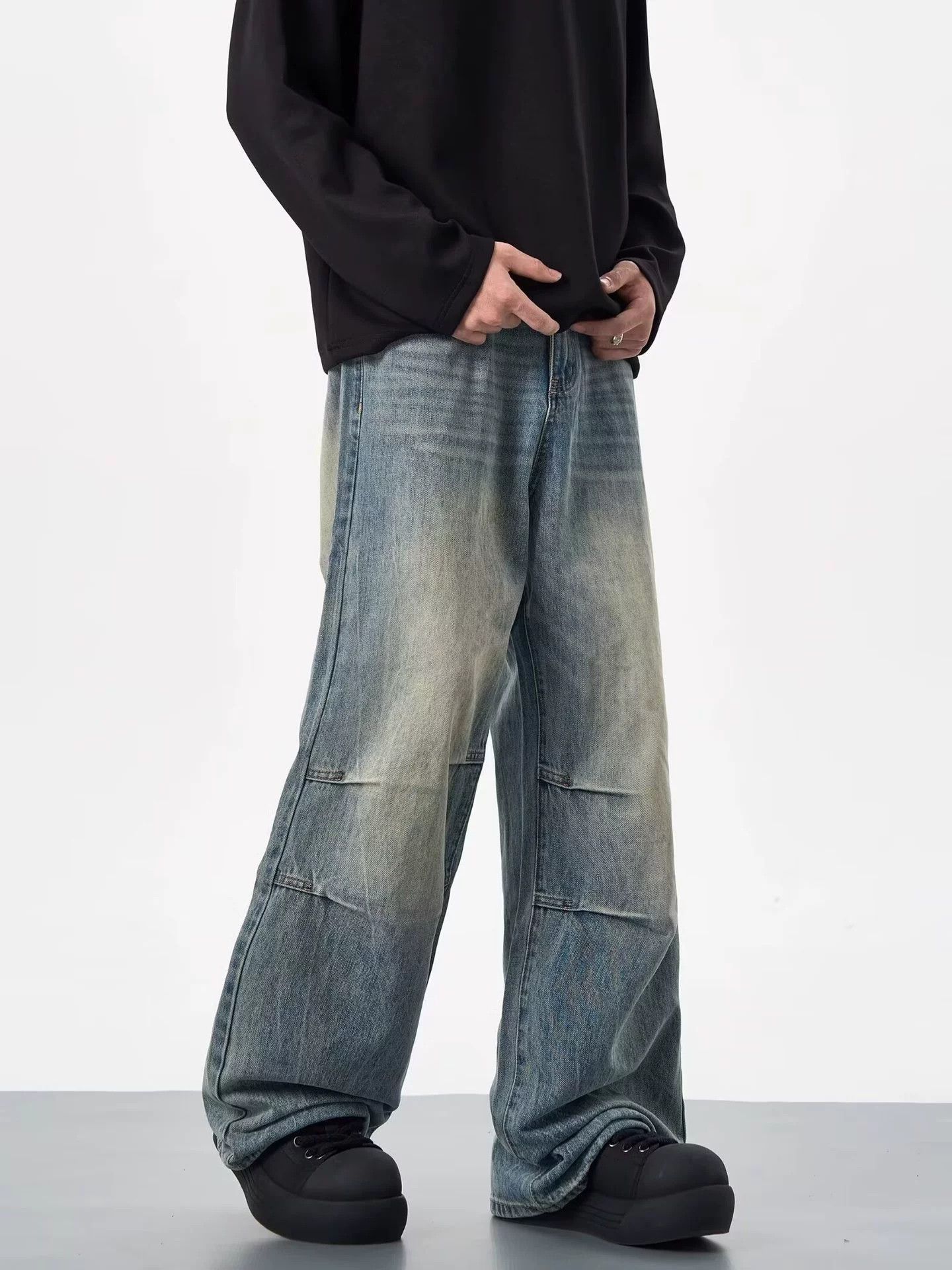 Japanese Brand × Jean Washed distressed loose straight bootcut vintage jeans Size US 32 / EU 48 - 5 Thumbnail