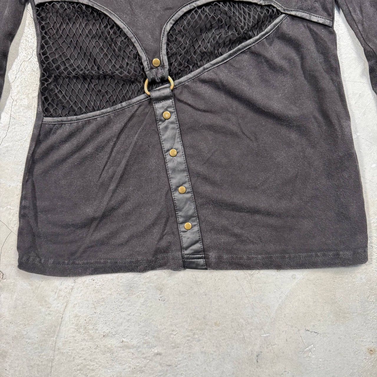 14th Addiction Punk Rave Goth Cyberpunk Mesh Cutout Hooded Top Size M / US 6-8 / IT 42-44 - 7 Thumbnail