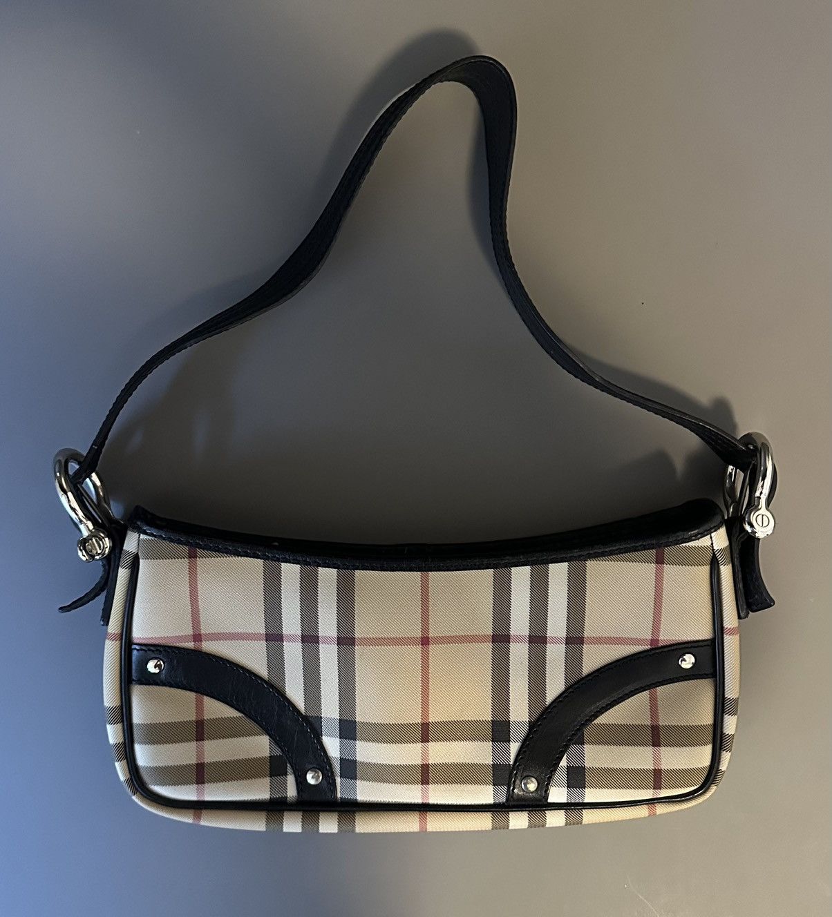 Burberry Burberry Vintage Check Shoulder Bag – Black Leather Trim Size ONE SIZE - 1 Thumbnail
