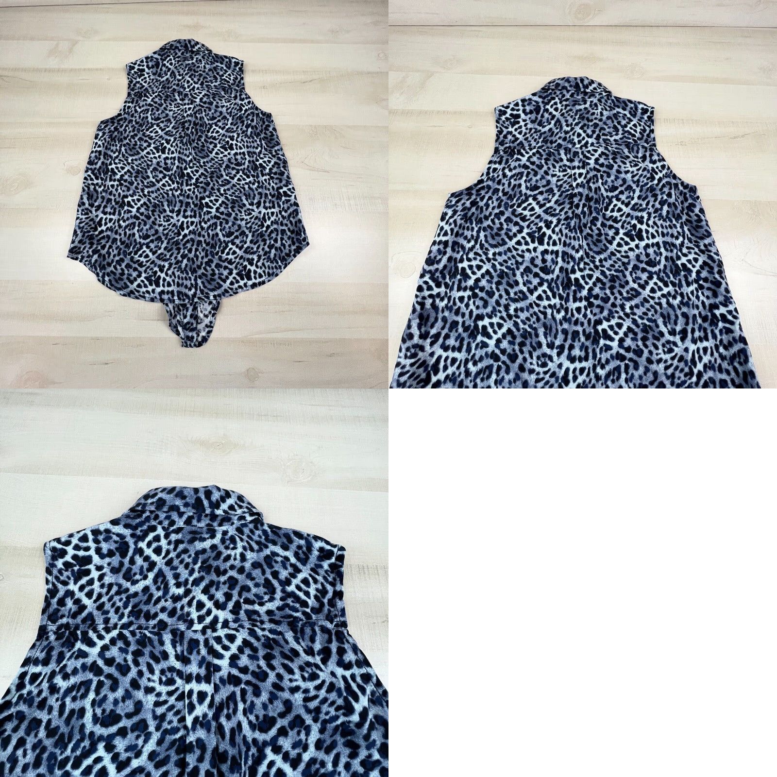 Vintage VINTAGE Beach Lunch Lounge Womens Top Small Blue Leopard Sleeveless Button Up Shirt New Size S / US 4 / IT 40 - 8 Thumbnail