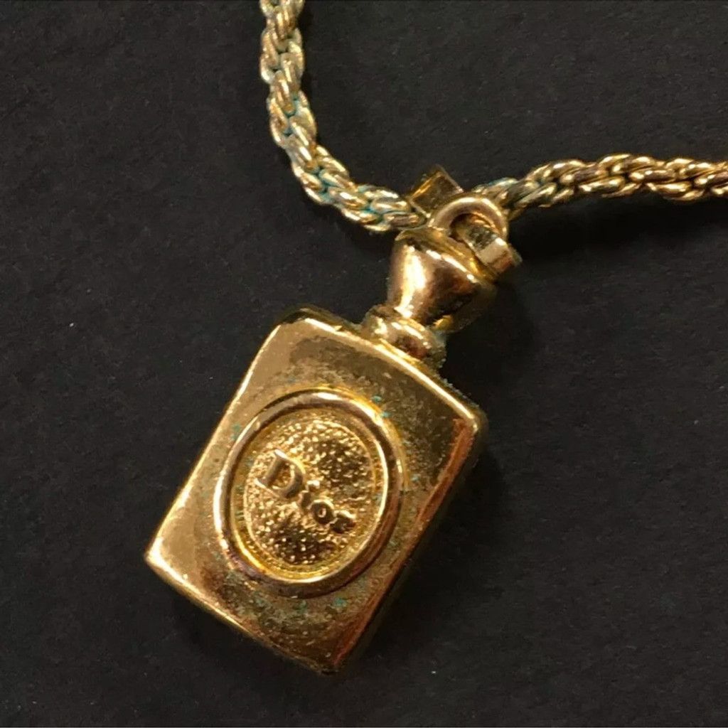Dior Christian Dior gold perfume bottle necklace with Dior logo Size ONE SIZE - 2 Thumbnail