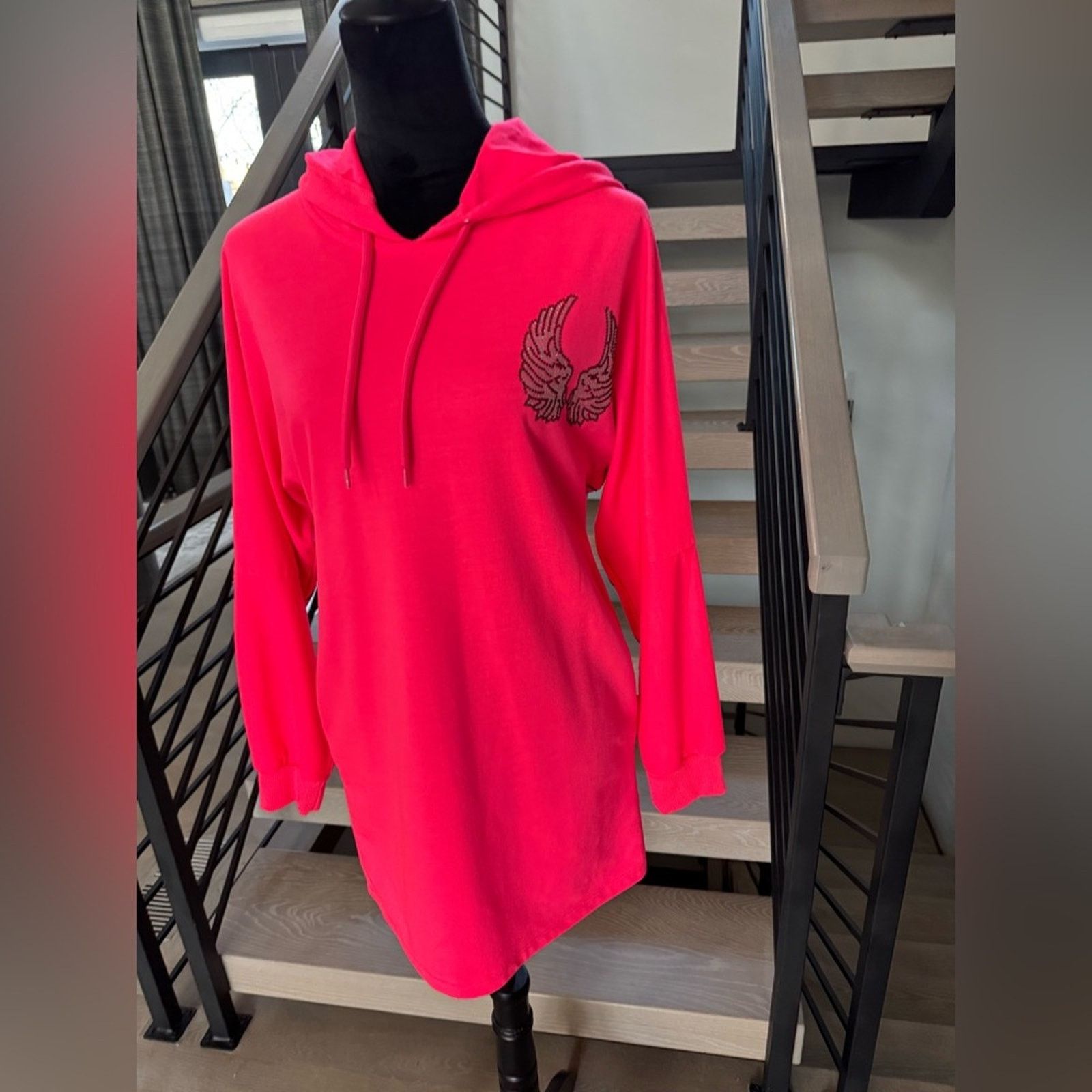 Other New Hot Pink Hoodie Dress with pockets and Wing Design Size S / US 4 / IT 40 - 4 Thumbnail