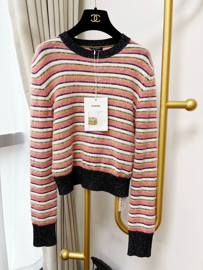 Chanel Chanel 22A color-blocked striped long-sleeved sweater Size XXS / US 00 / IT 34 - 1 Thumbnail