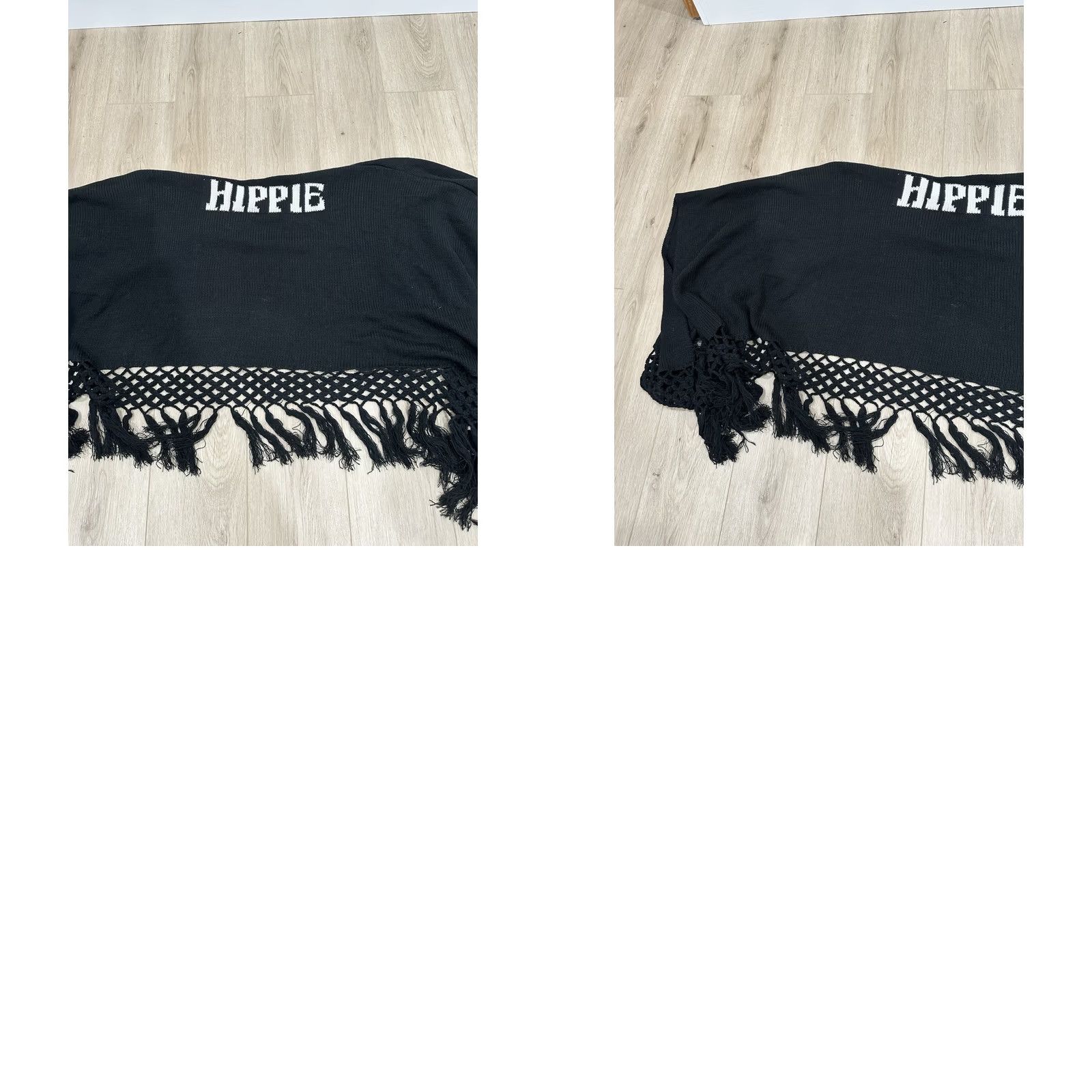 Vintage VINTAGE Lyric Culture Janis Joplin Black Long Sweater Cardigan Cape One Size Hippie Size ONE SIZE - 8 Thumbnail