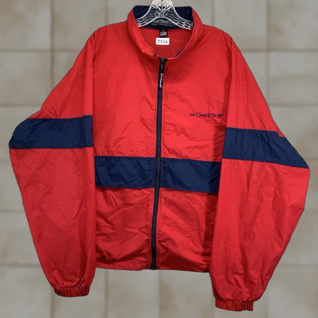 Vintage Vintage Sportsmaster Windbreaker Jacket Men XL Red 80s 90s Softshell Striped Logo Casual Size US XL / EU 56 / 4 - 1 Thumbnail