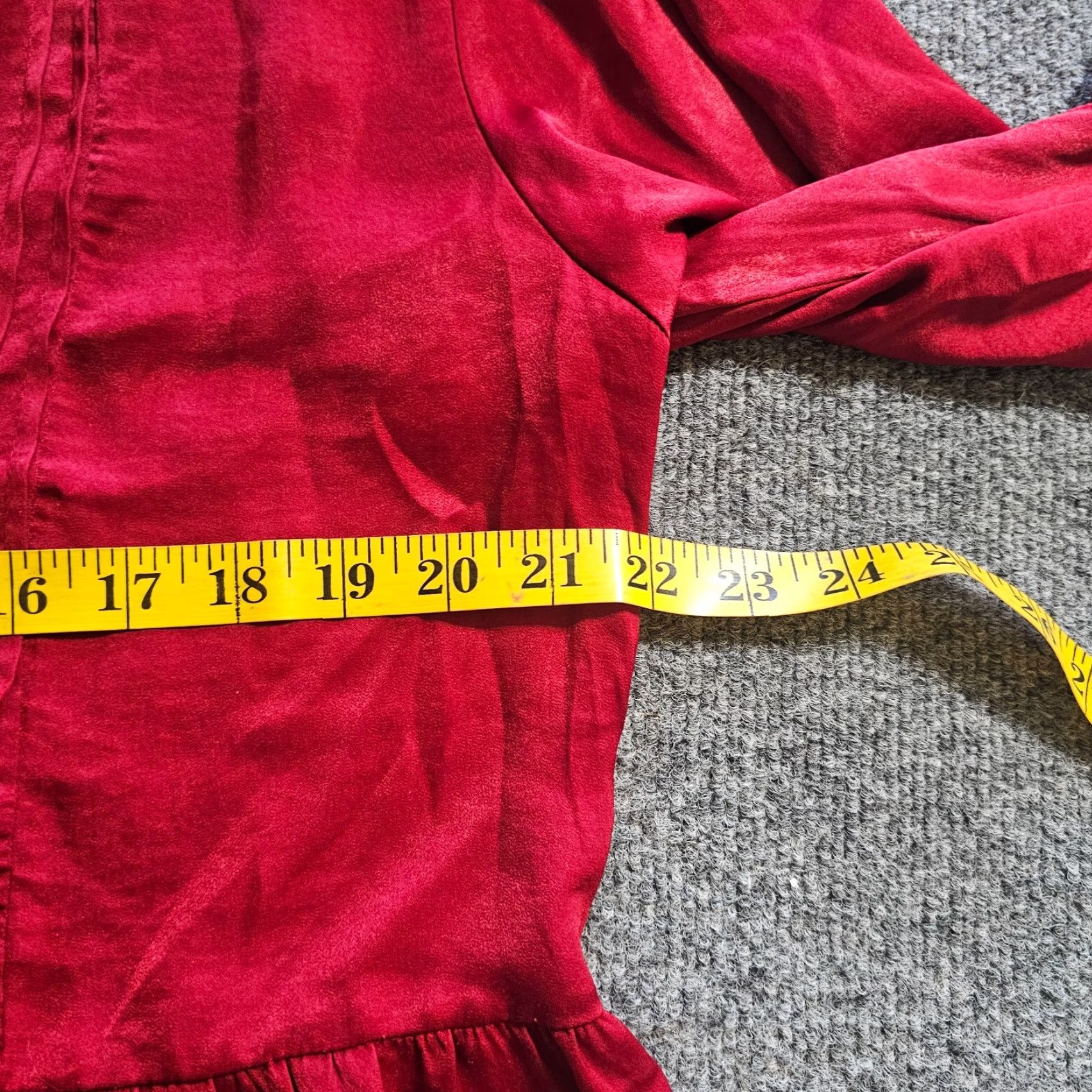 Vintage Knox Rose Top Shirt Womens XL Red Satin Pleated Long Sleeve V-Neck Blouse Size XL / US 12-14 / IT 48-50 - 5 Thumbnail