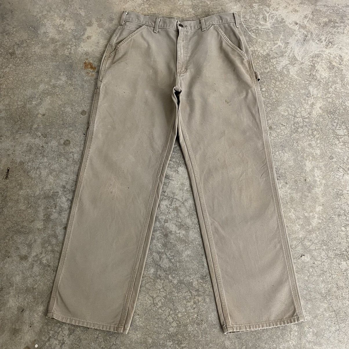 Carhartt × Vintage Vintage Carhartt Desert Grey Carpenter Workwear Pants Size US 33 - 1 Thumbnail