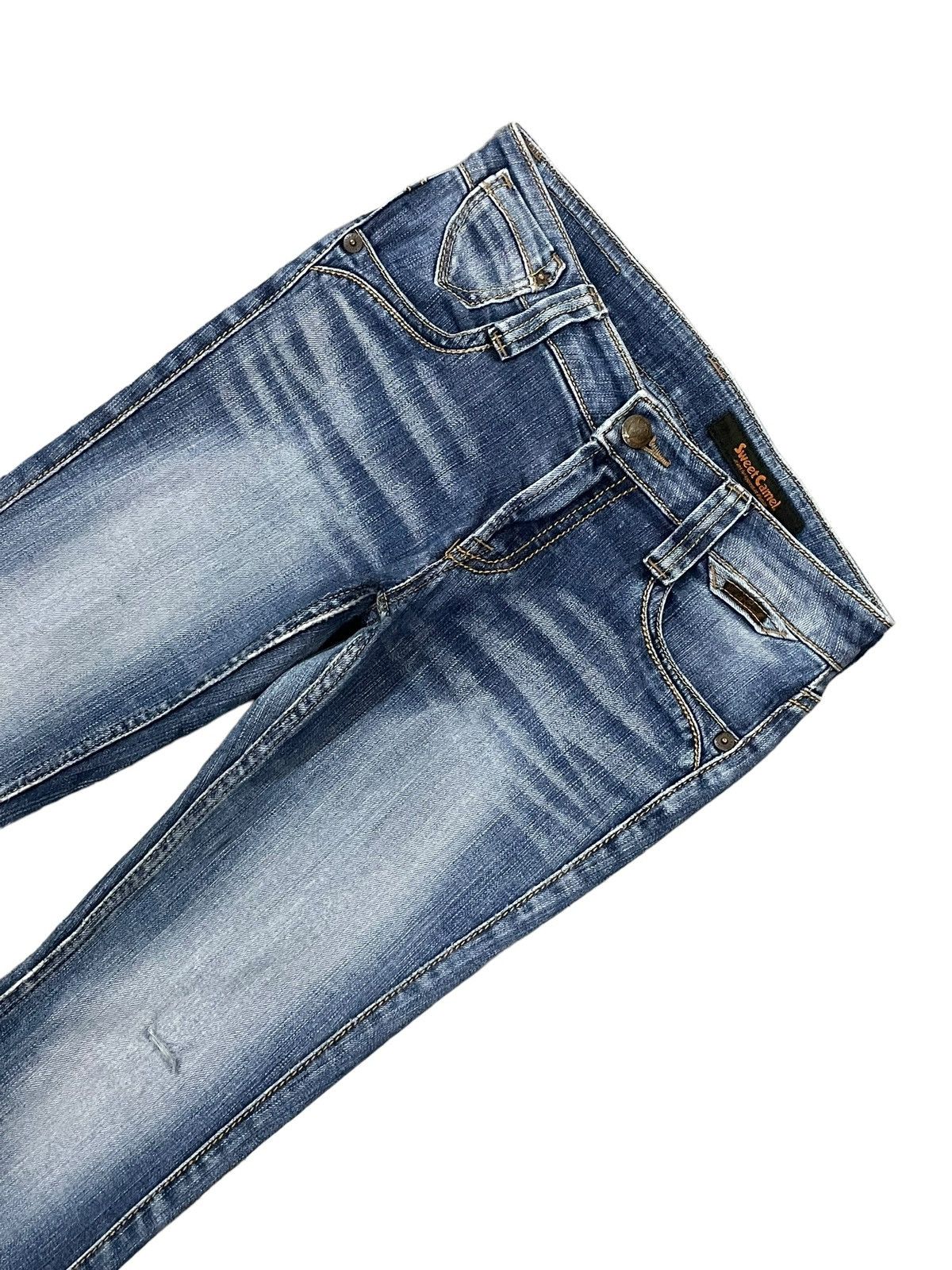 Hysteric Glamour Vintage Ripped Women Denim Sweet Camel Blue Wash Flare Jeans Size 30" / US 8 / IT 44 - 5 Thumbnail