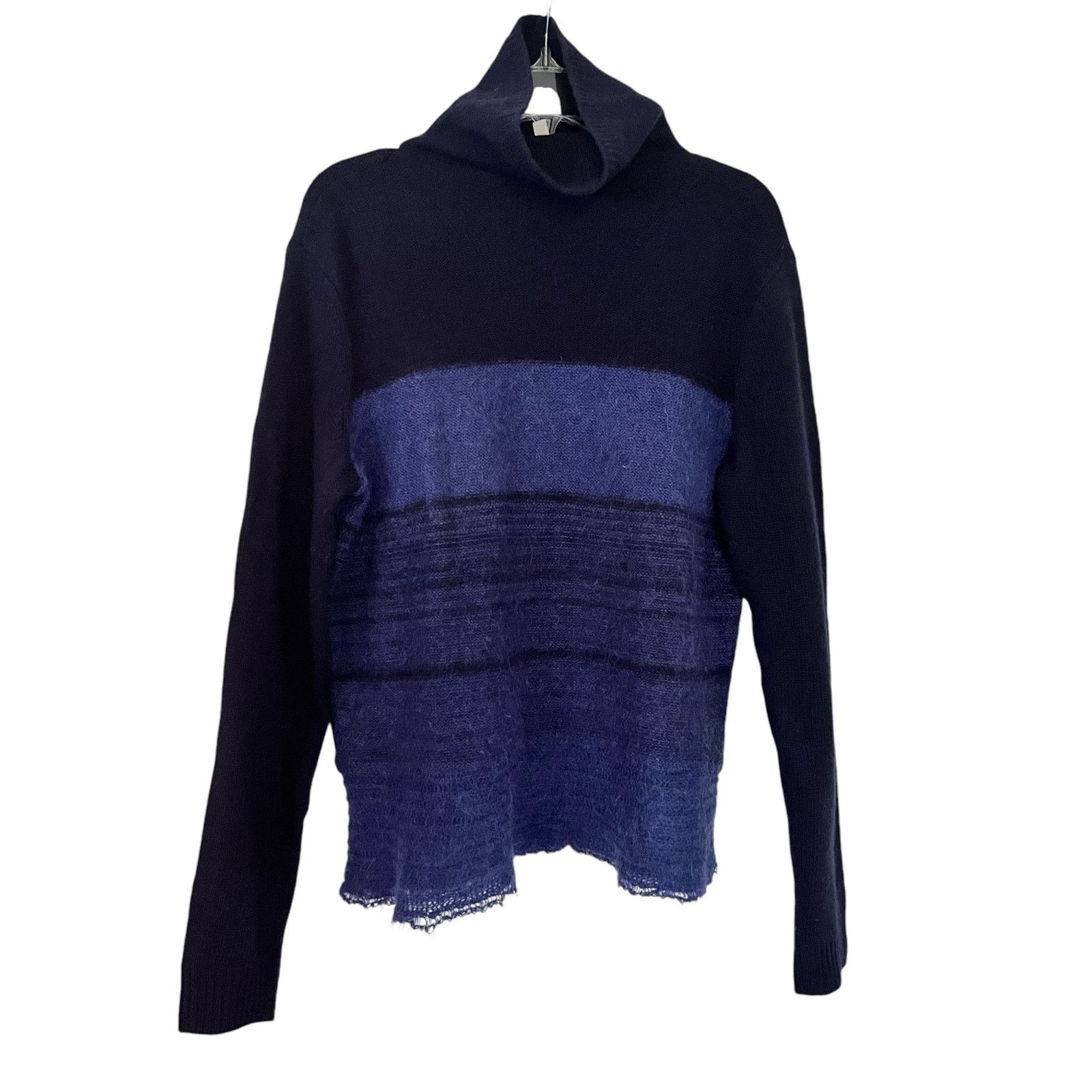 Rebecca Taylor Rebecca Taylor Knit Cowl Neck Fringe‎ Hem Blue Sweater Size S / US 4 / IT 40 - 1 Thumbnail