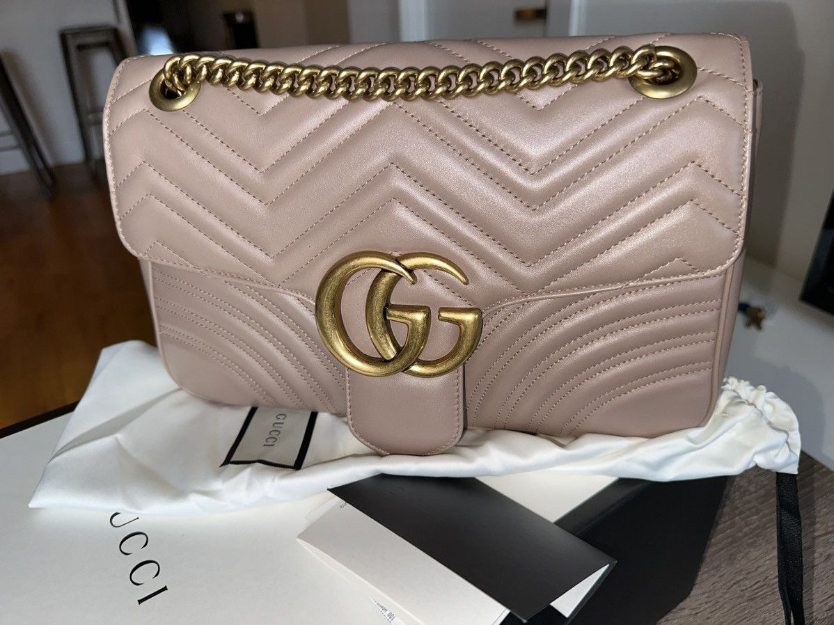 Gucci GUCCI GG Marmont Large Matelassé Shoulder Bag – Taupe Size ONE SIZE - 4 Thumbnail