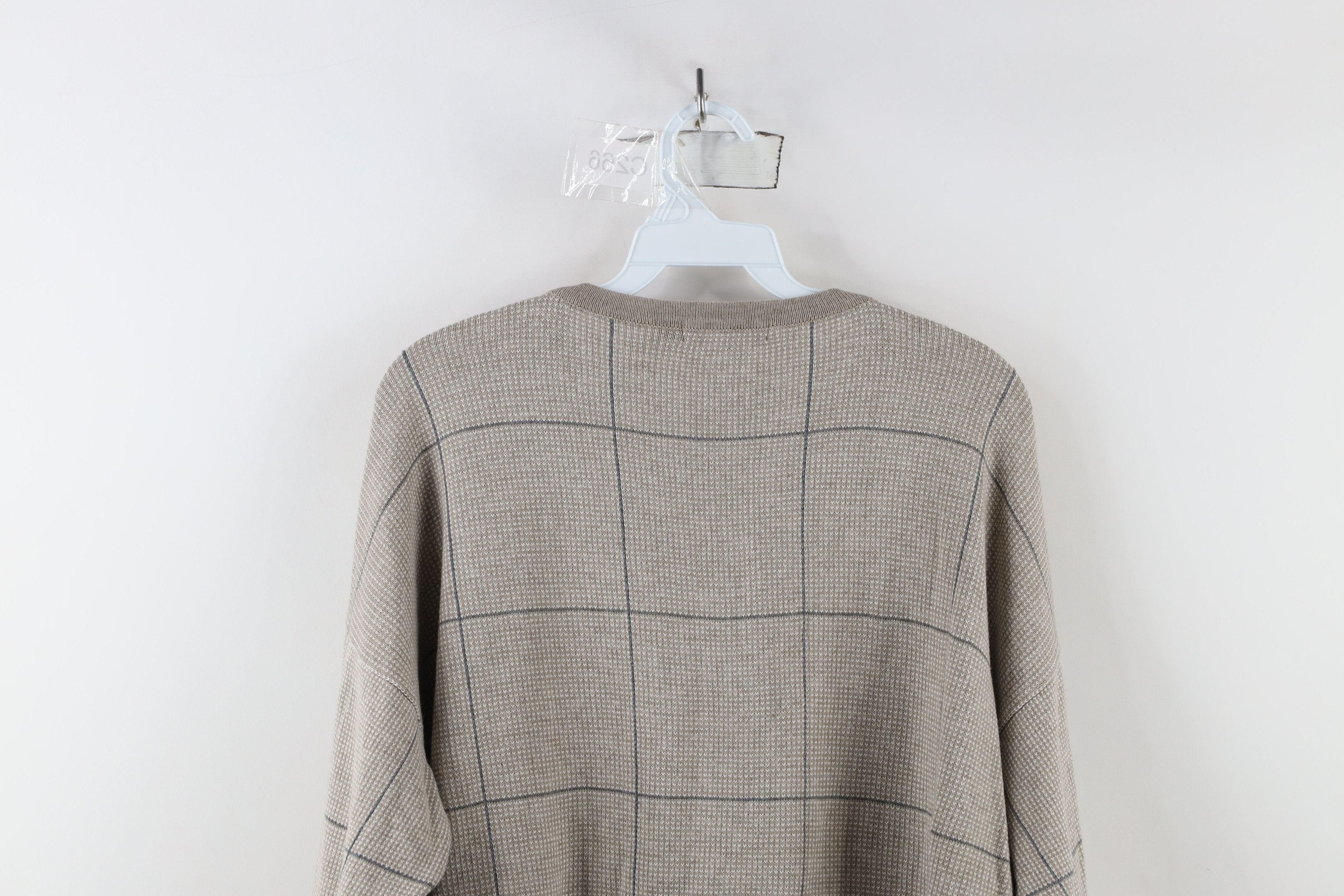 Nautica × Vintage Vintage 90s Nautica Cotton Knit Crewneck Sweater Plaid Size US L / EU 52-54 / 3 - 10 Thumbnail