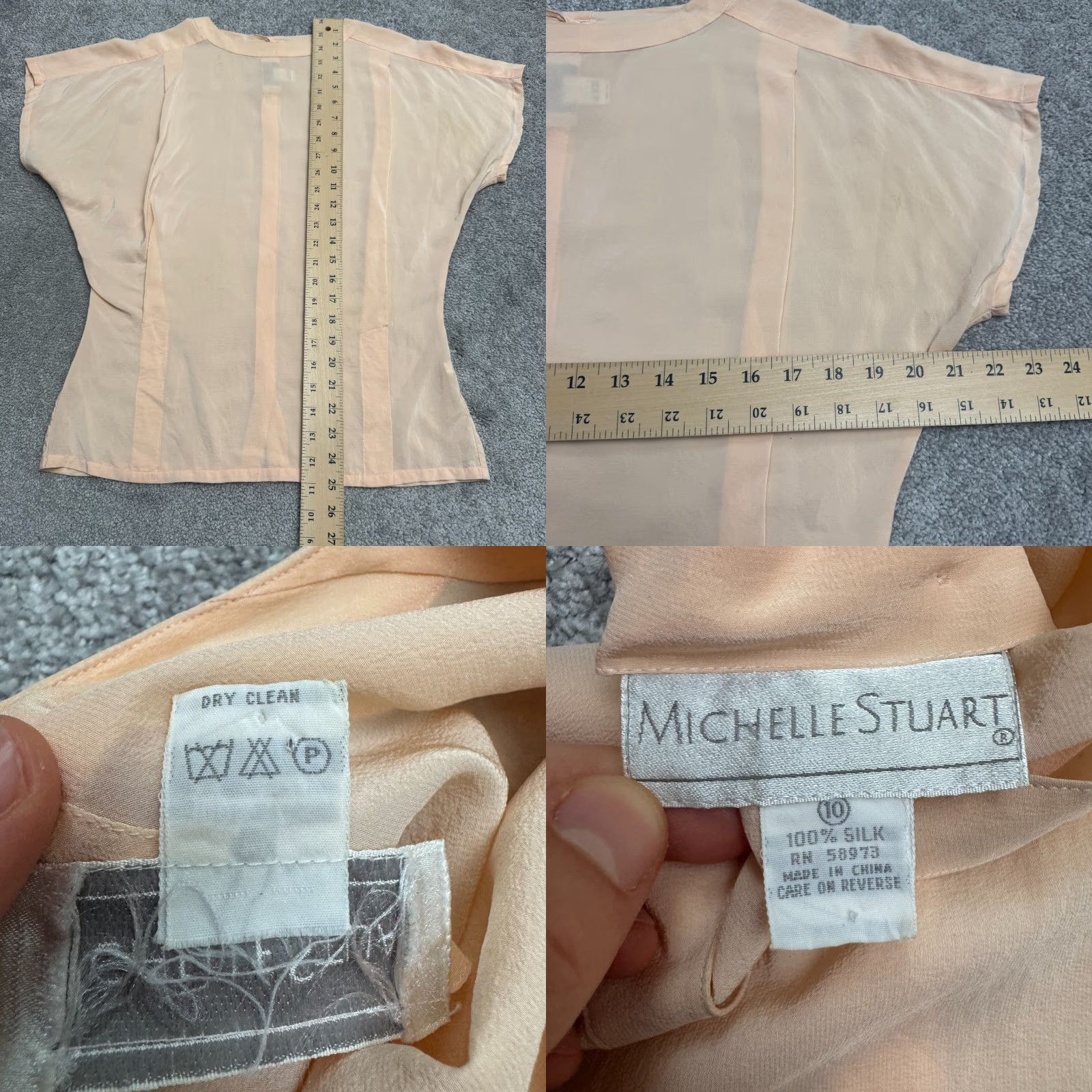 Vintage VINTAGE Michelle Stuart Sheer Silk Blouse 90s Womens 10 Orange Button Up Top Classic Y2K Size L / US 10 / IT 46 - 8 Thumbnail