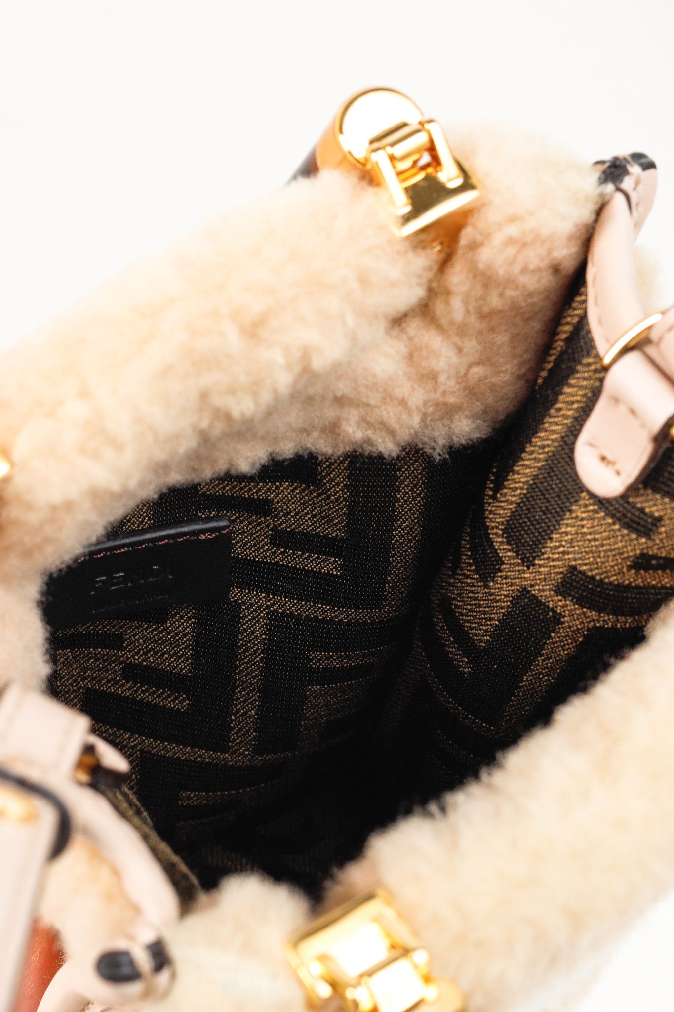 Fendi Fendi Mini Sunshine Shopper Tan Sheepskin Logo Mini-Bag Size ONE SIZE - 12 Thumbnail