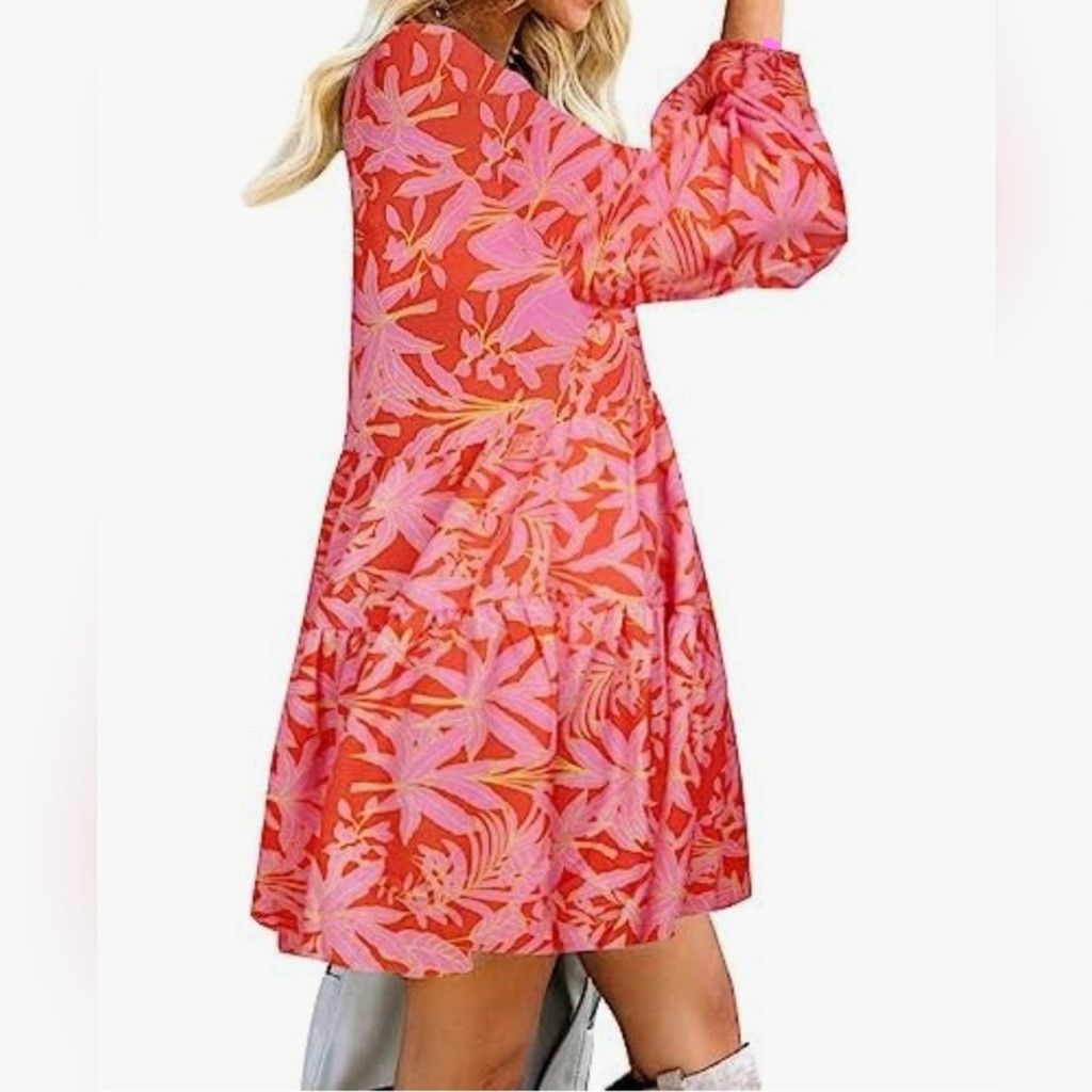 Other NWT FANCYINN Cute Mini Shift Dress w/ Bell Sleeves & V-Neck Size XL / US 12-14 / IT 48-50 - 2 Thumbnail