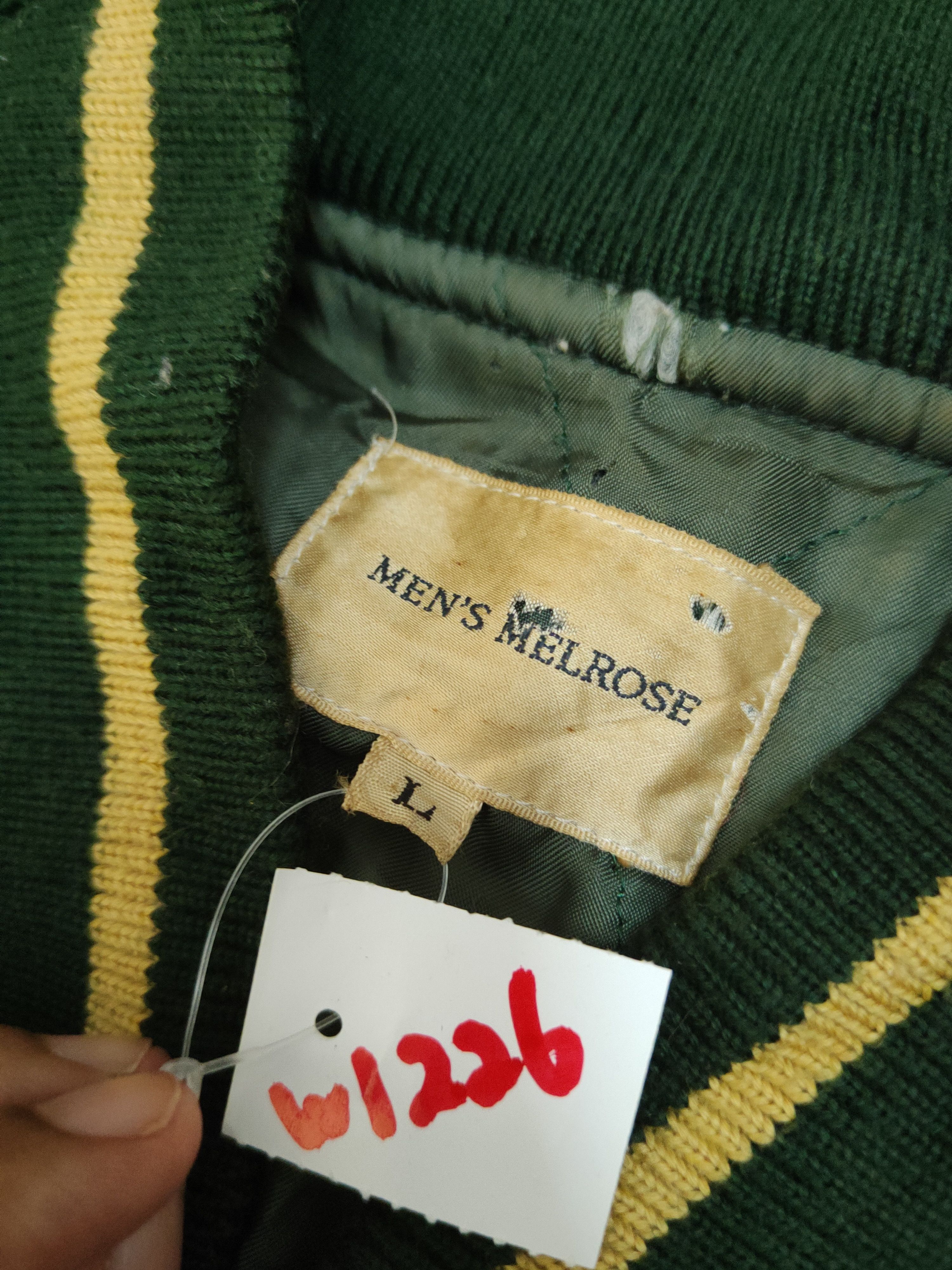 Melrose Men's Melrose Dark Green Leather Varsity Jacket #W1226 Size US L / EU 52-54 / 3 - 16 Thumbnail