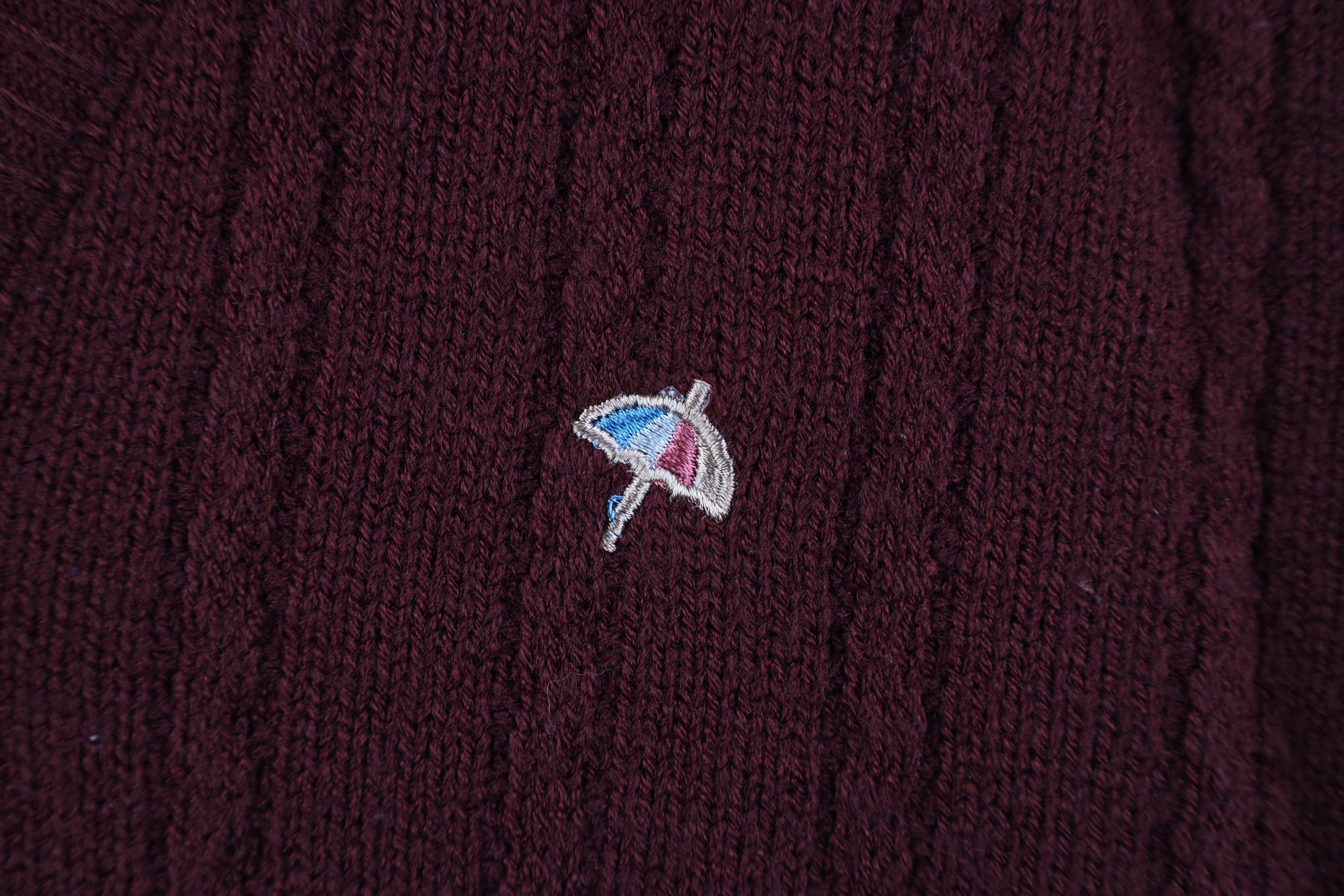 Vintage Vintage 70s Streetwear Cable Knit Sweater Vest Burgundy Size US M / EU 48-50 / 2 - 4 Thumbnail