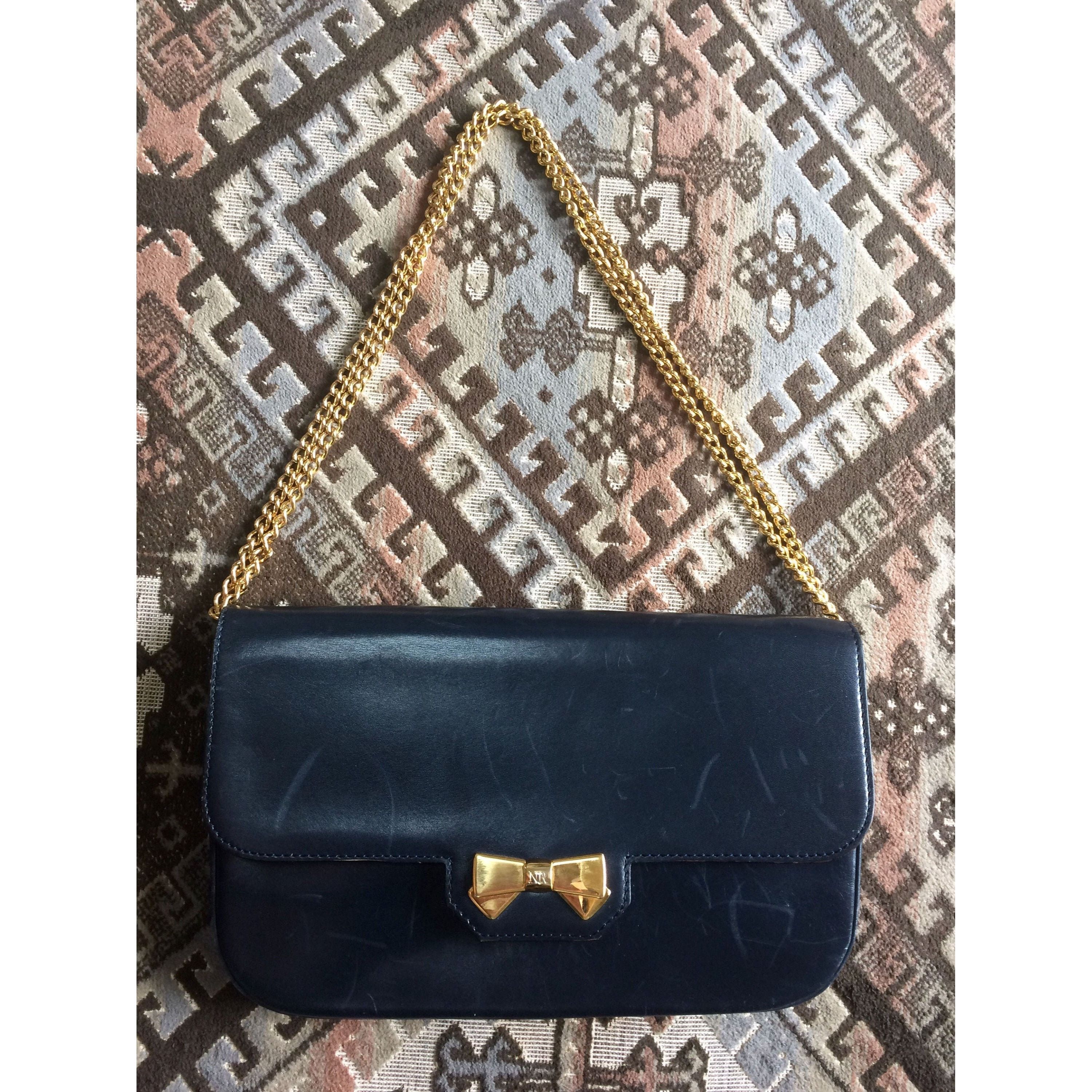 Nina Ricci Vintage Nina Ricci navy leather clutch chain shoulder bag Size ONE SIZE - 2 Thumbnail