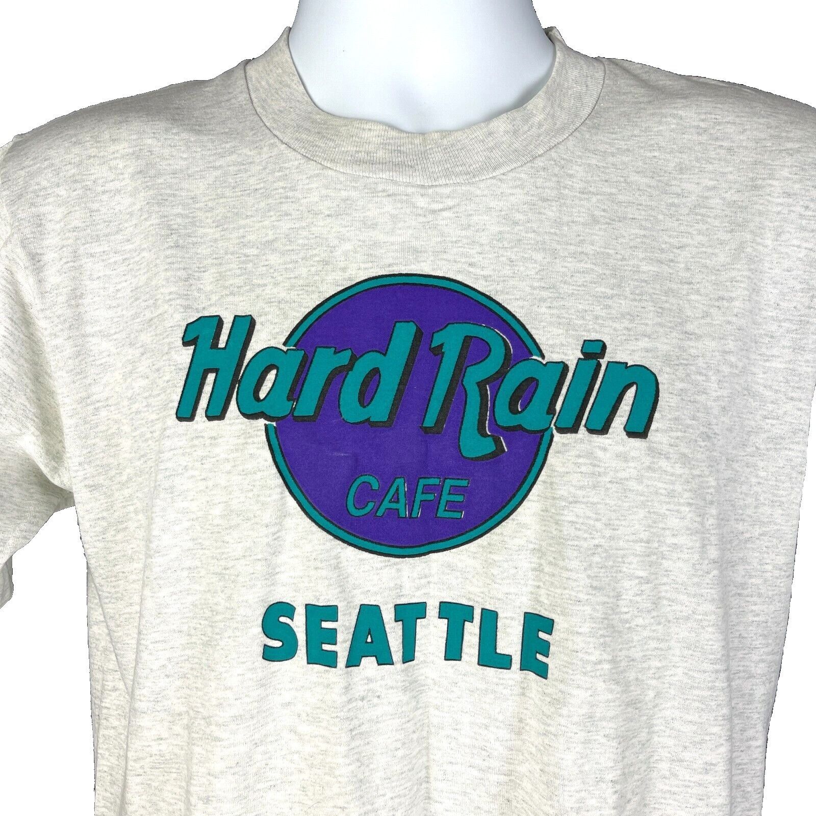 Fruit Of The Loom Hard Rain Cafe Seattle Mens Vtg T-Shirt size Medium Single S Size US M / EU 48-50 / 2 - 1 Thumbnail