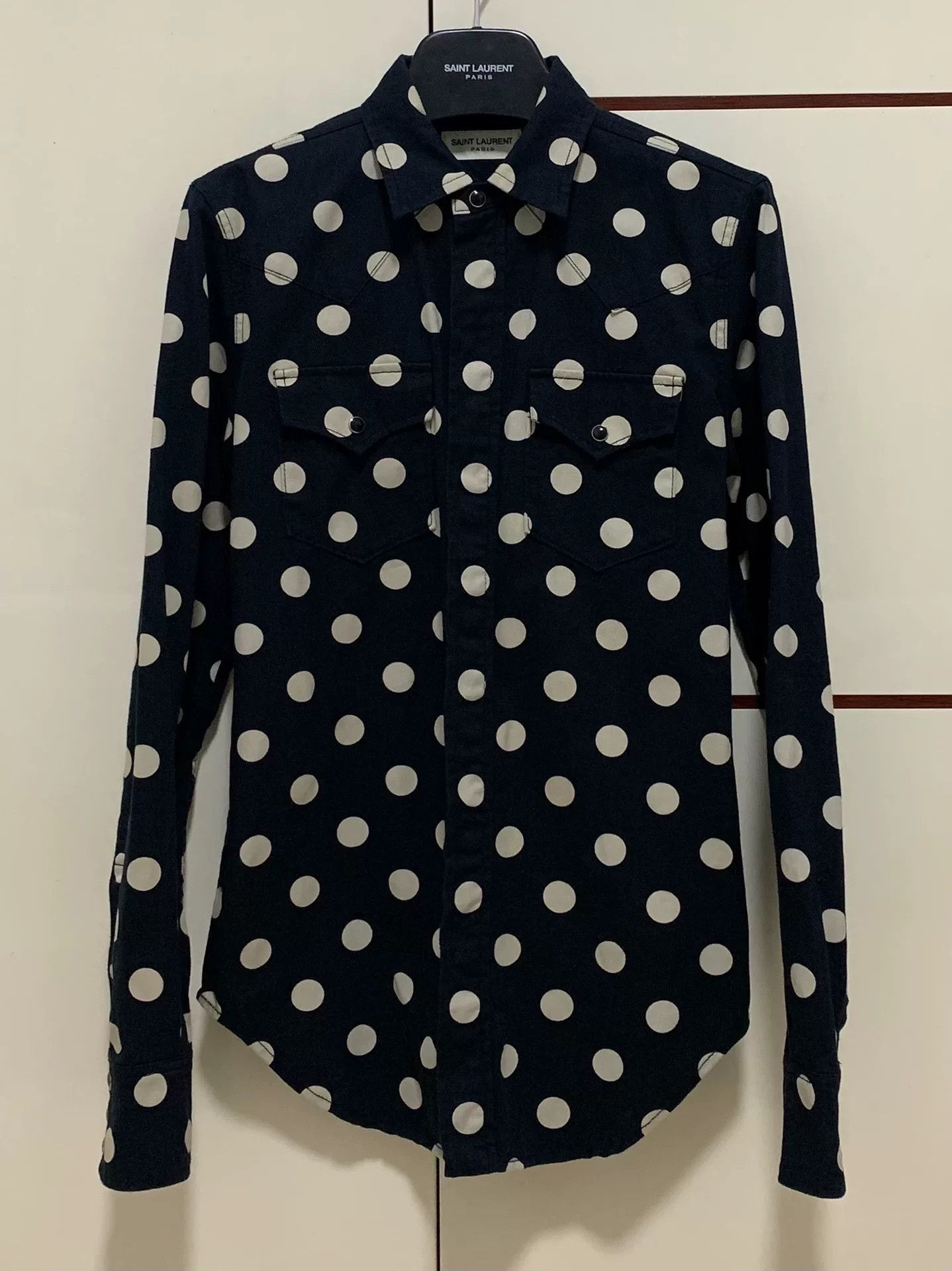 Saint Laurent Paris Saint Laurent Black and White Polka Dot Shirt Size S / US 4 / IT 40 - 1 Thumbnail