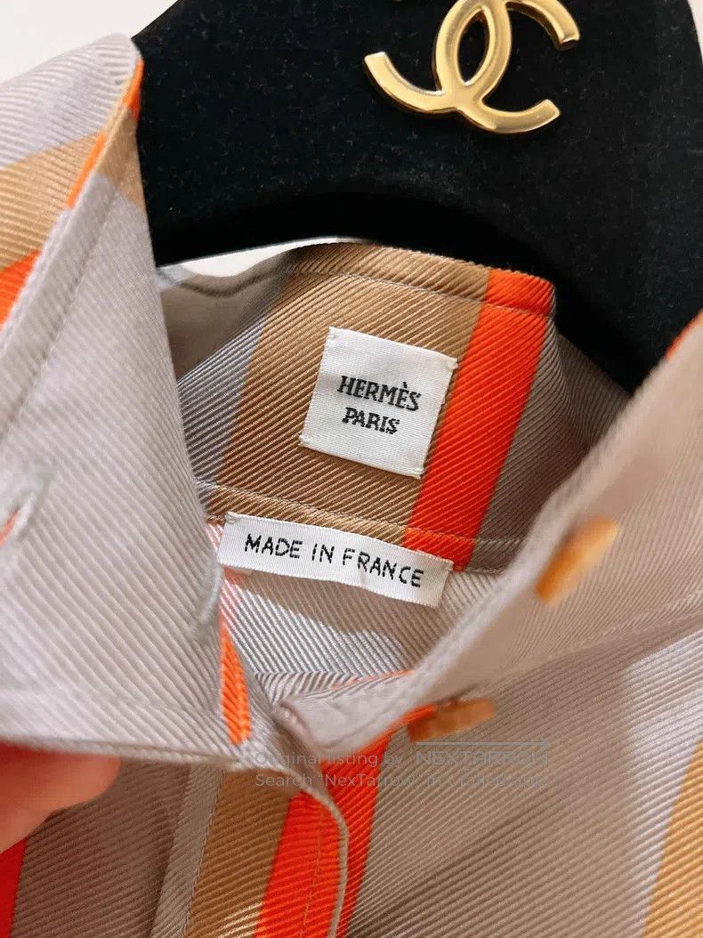 Other Hermes H Full Logo Silk Shirt Dress Dress Size XS / US 0-2 / IT 36-38 - 8 Thumbnail